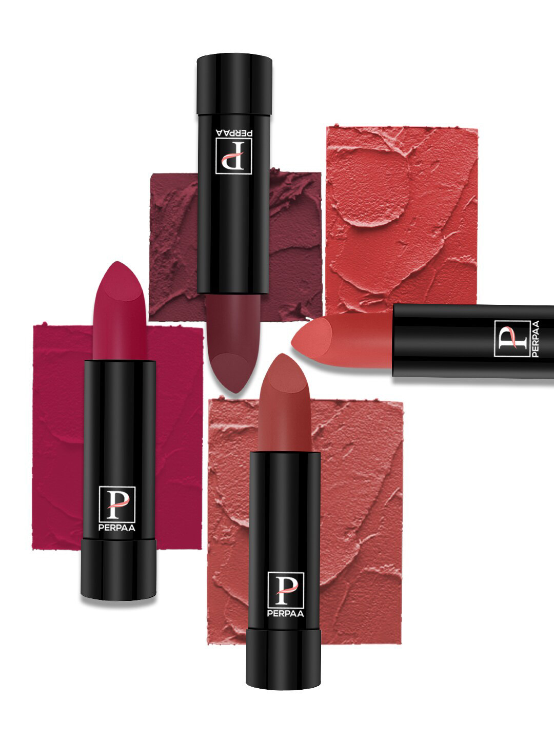 PERPAA Set of 4 Creamy Matte Long Lasting Lipstick With Beeswax- Shades 73 + 80 + 84 + 93