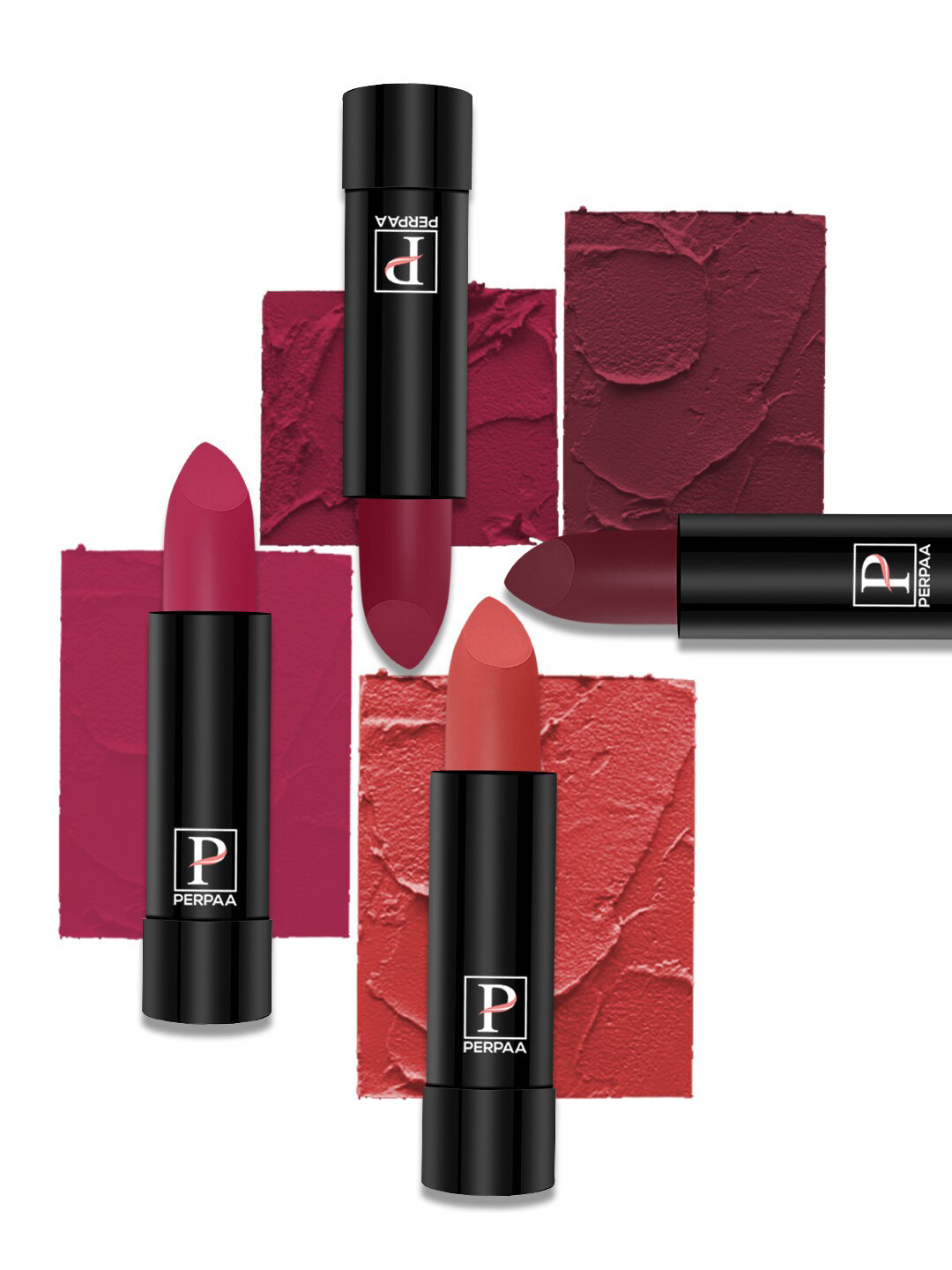 PERPAA Set Of 4 Creamy Matte Long Lasting Lipsticks 3.5g Each - 87+92+93+95