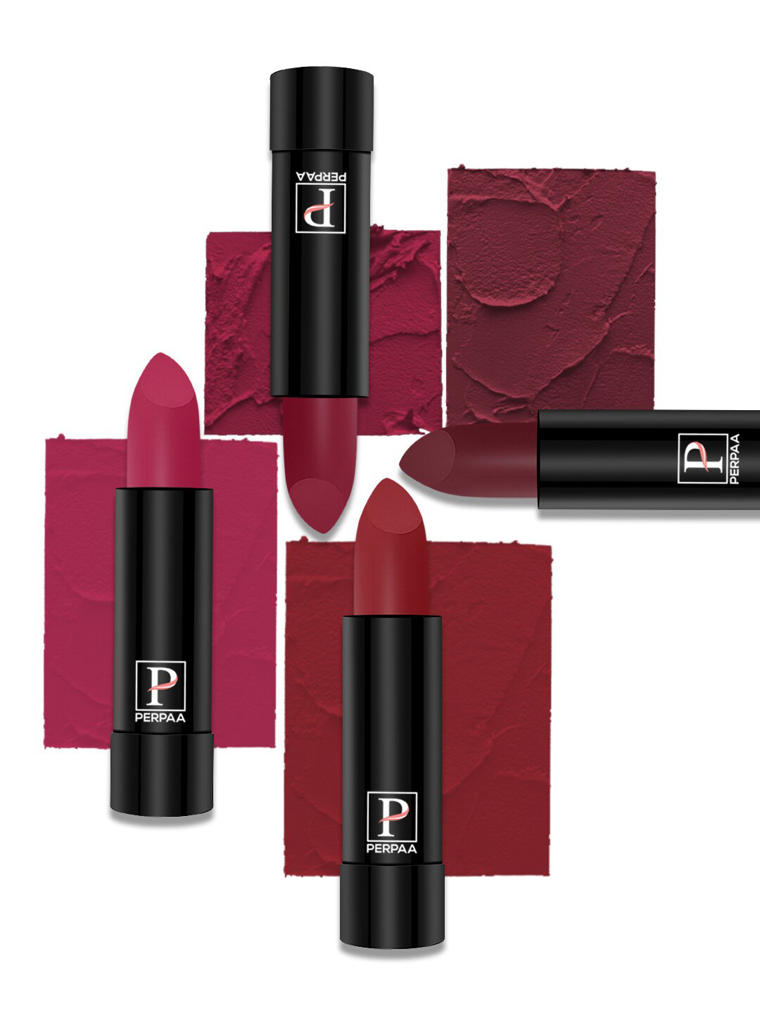 PERPAA Set Of 4 Creamy Matte Long Lasting Lipsticks 3.5g Each - 86+87+92+95
