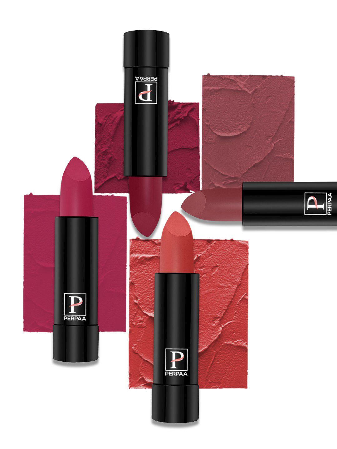 PERPAA Set of 4 Creamy Matte Long Lasting Lipstick With Beeswax- Shades 87 + 92 + 93 + 110