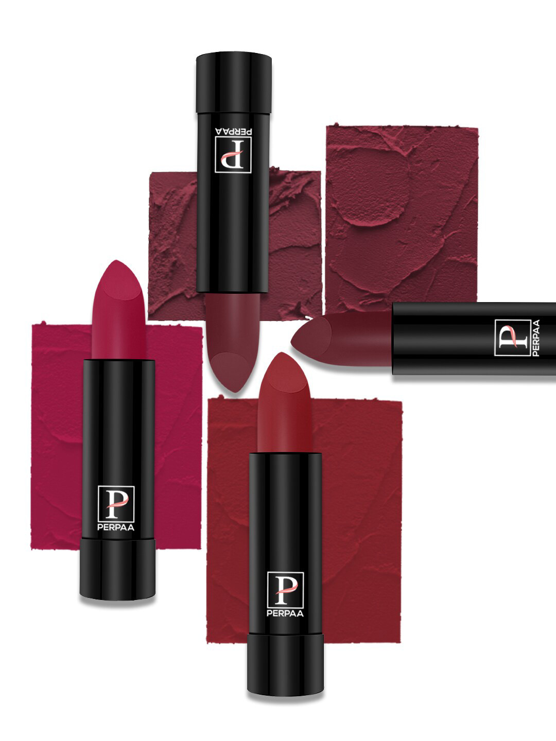 PERPAA Set Of 4 Creamy Matte Bullet Lipstick - 3.5g Each - 80-84-86-95