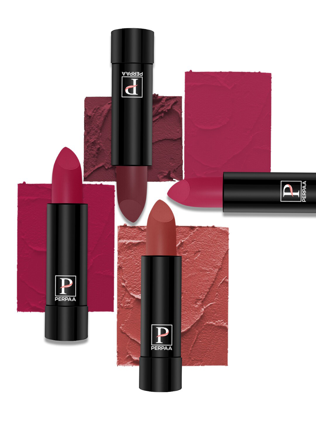 PERPAA Set Of 4 Creamy Matte Bullet Lipstick - 3.5g Each - 73-80-84-92