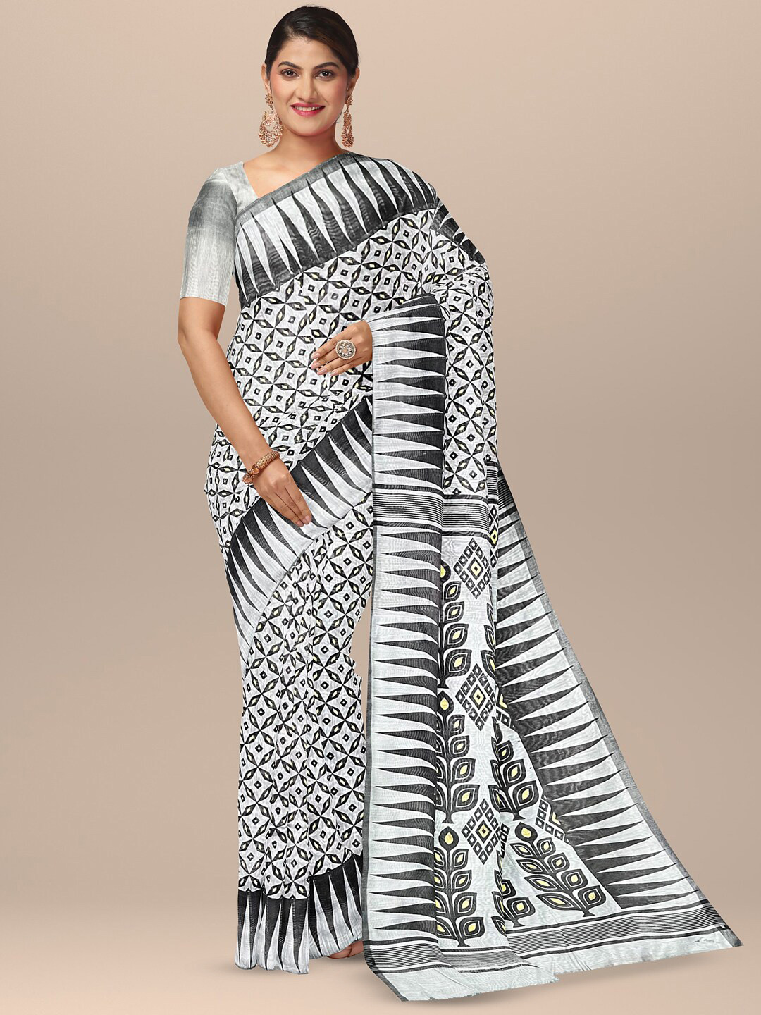 SARIKA Geometric Printed Pure Cotton Saree