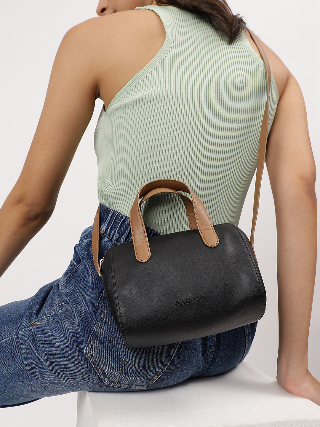 Fastrack Women Ivory Black Casual Sling Bag