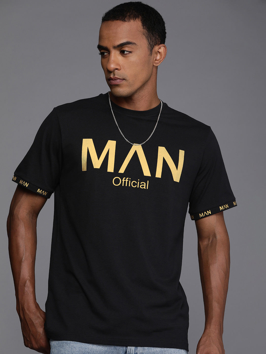 boohooMAN Brand Logo Printed T-shirt