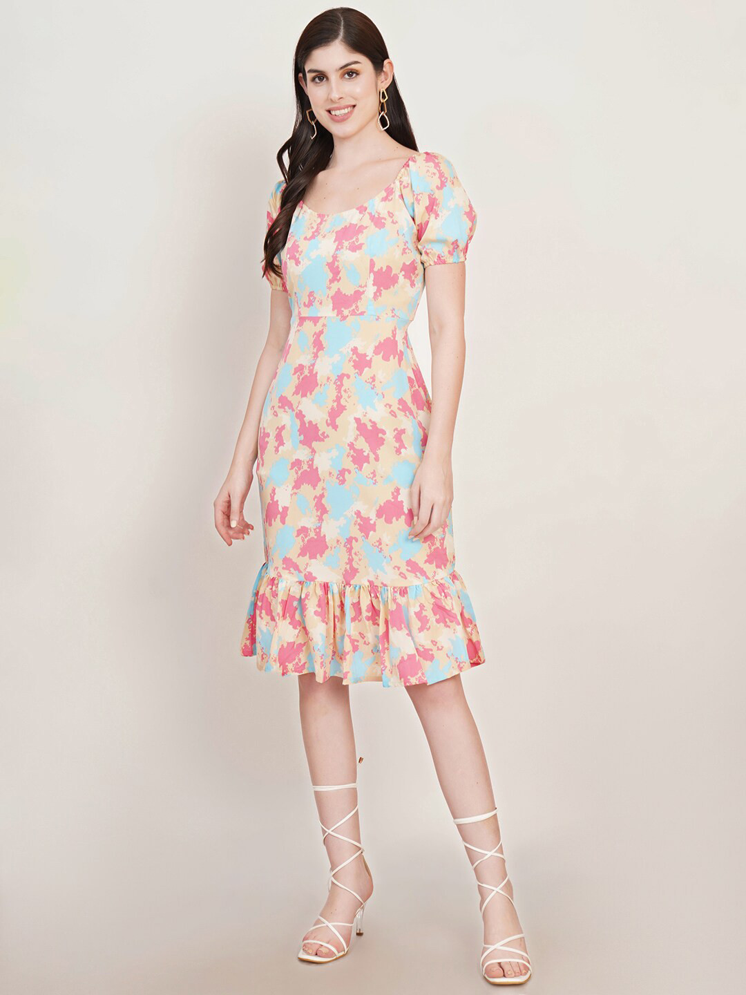 U&F Abstract Printed A-Line Dress