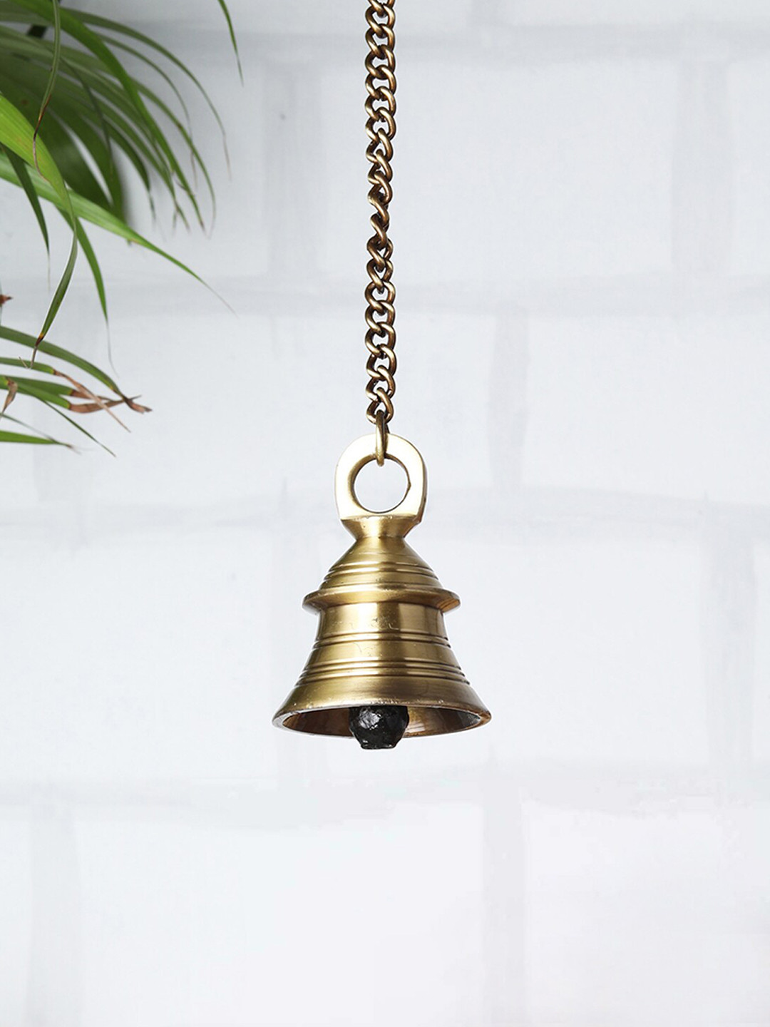 Two Moustaches Antique Brown Brass Hanging Bell with Chain