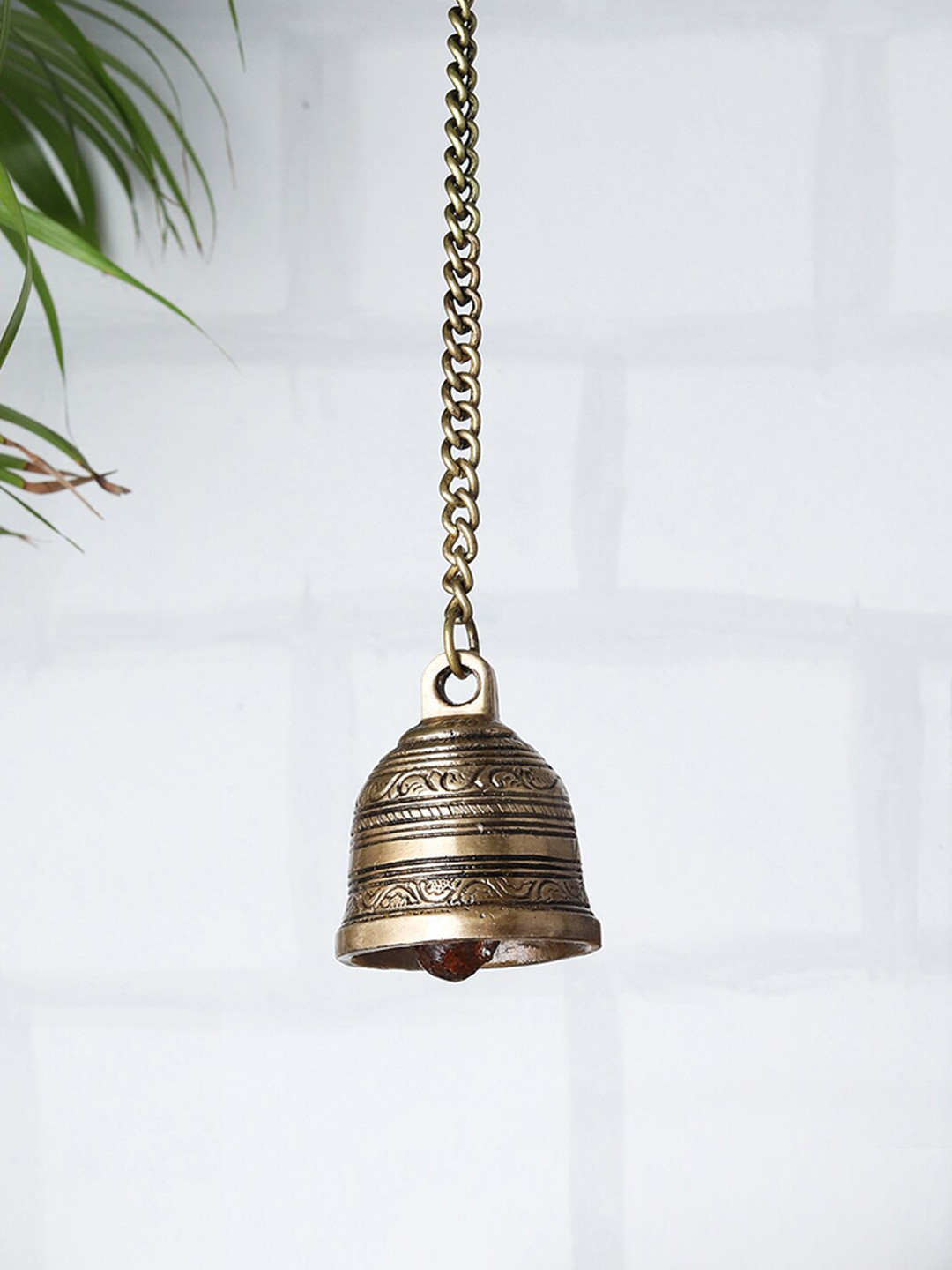 Two Moustaches Brown Temple Hanging Bell with Chain