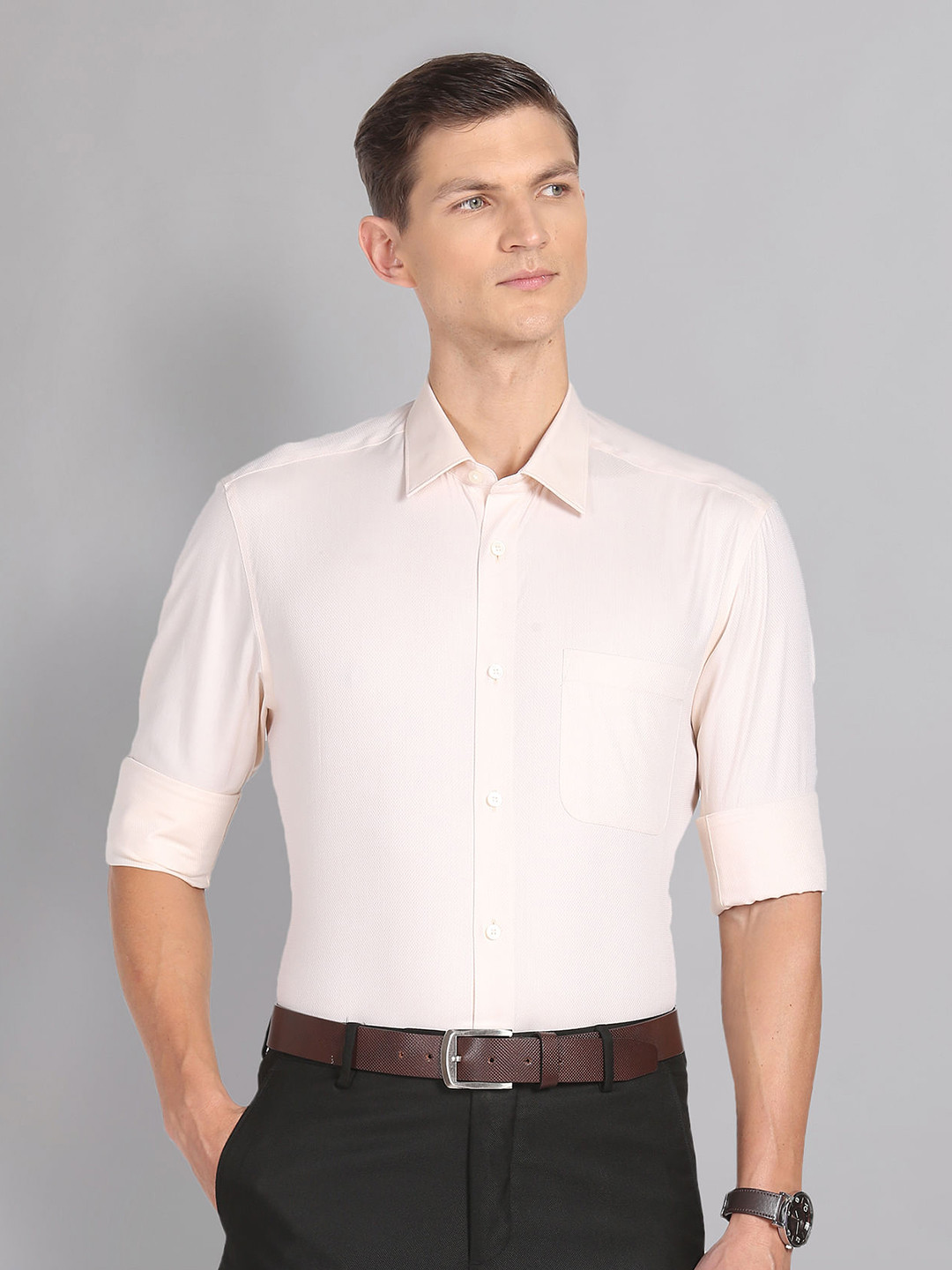 AD By Arvind Spread Collar Long Sleeves Cotton Formal Shirt