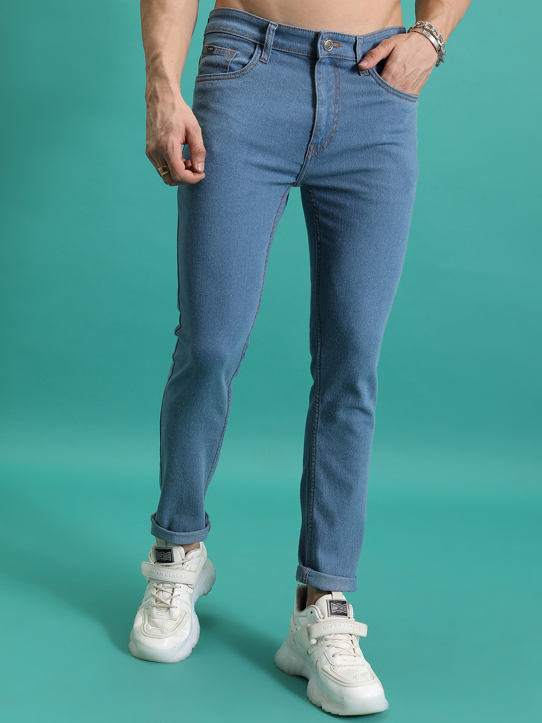 HIGHLANDER Men Skinny Fit Mid-Rise Cotton Stretchable Jeans