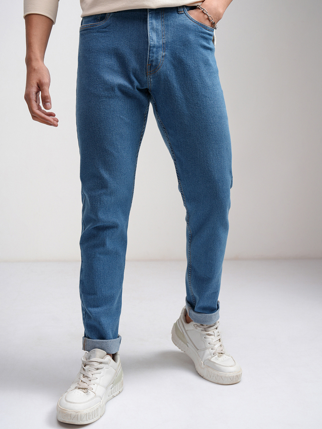 HIGHLANDER Men Slim Fit Mid-Rise Light Shade Jeans