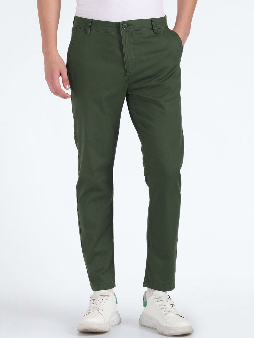 Flying Machine Men Tapered Fit Plain Cotton Chinos