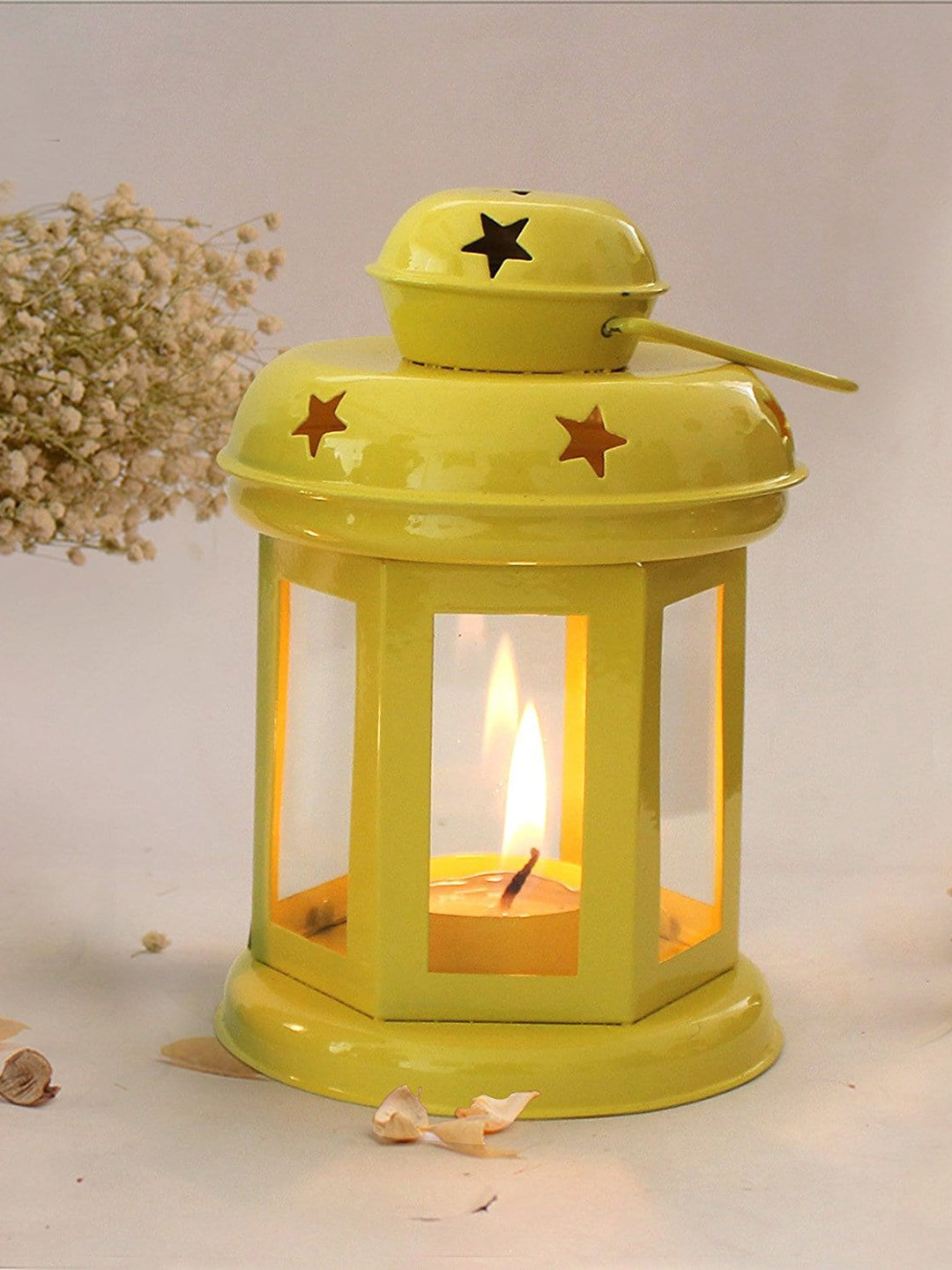 eCraftIndia Yellow Lantern Tealight Candle Holder