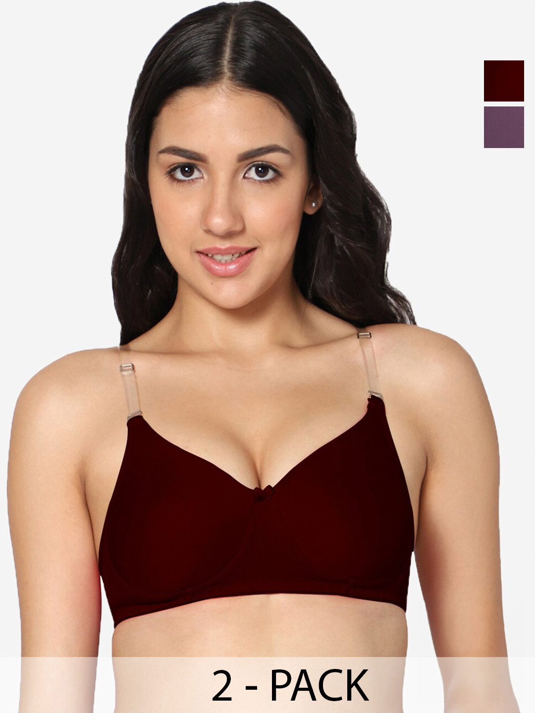 In Care Pack Of 2 Pure Cotton Push-Up Bra Full Coverage Non Padded Non-Wired