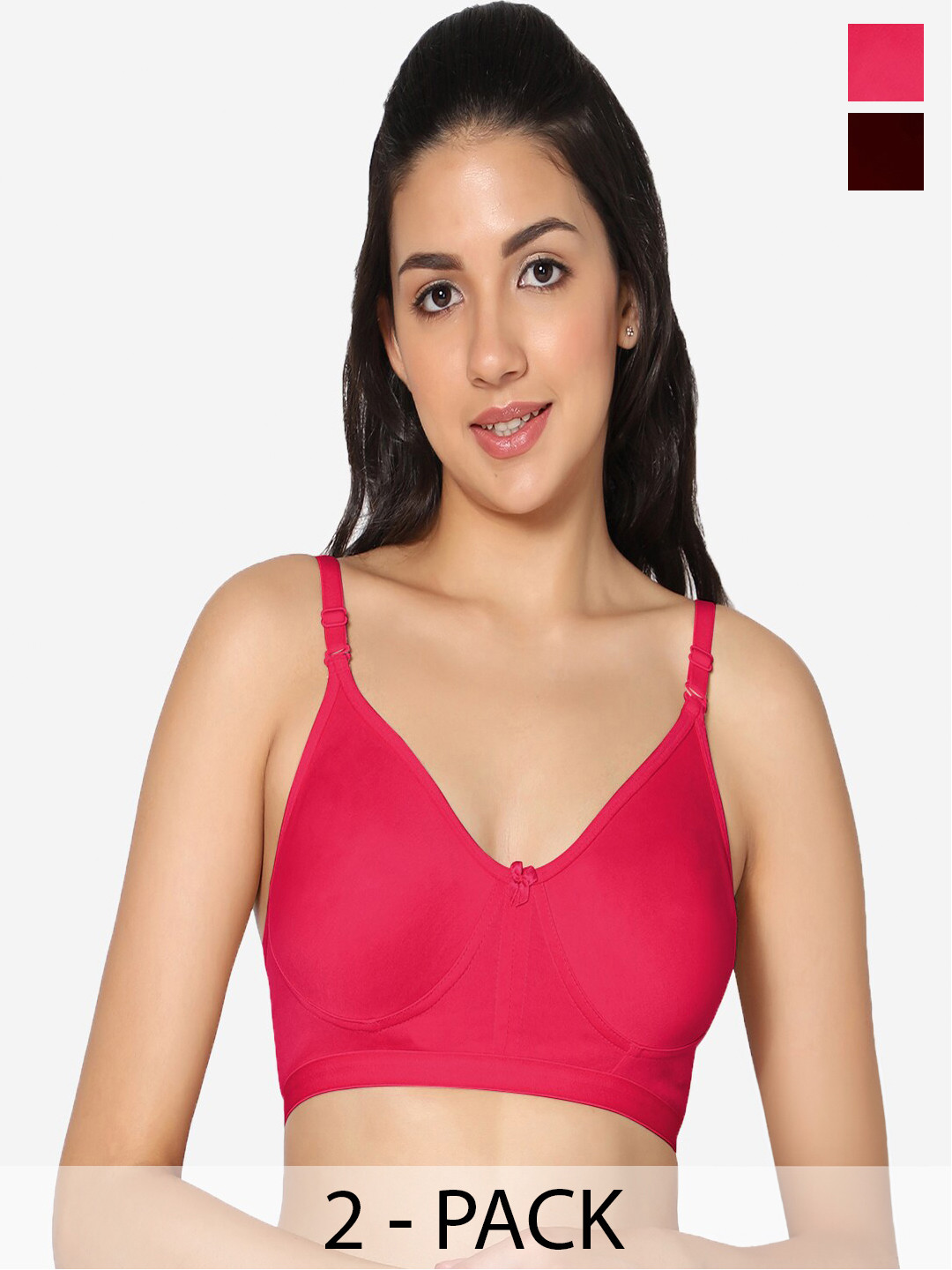 In Care Pack Of 2 Full Coverage Super Support Bra All Day Comfort Cotton T-shirt Bra