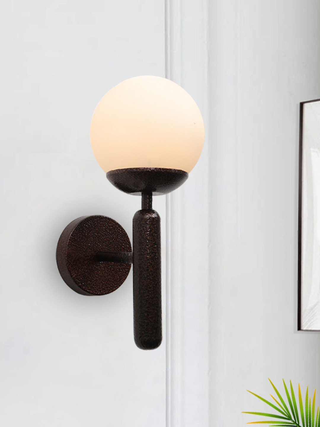 Homesake Globe Brown Metal Modern Destress Wall Lamp