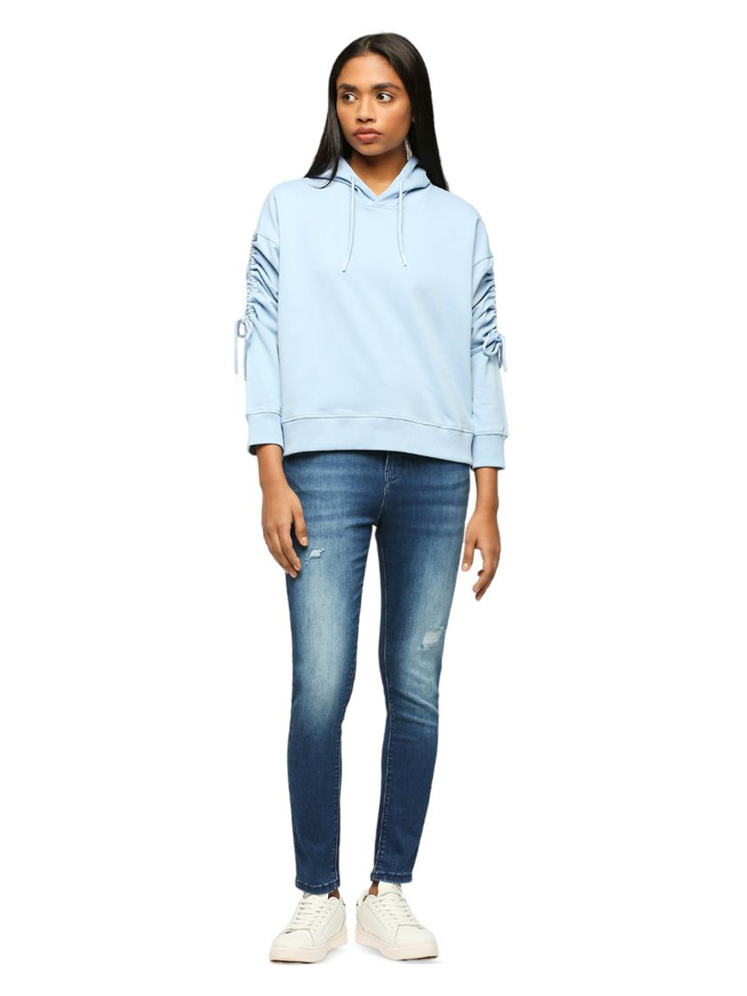 Pepe Jeans Lace-Up Hooded Pure Cotton Pullover