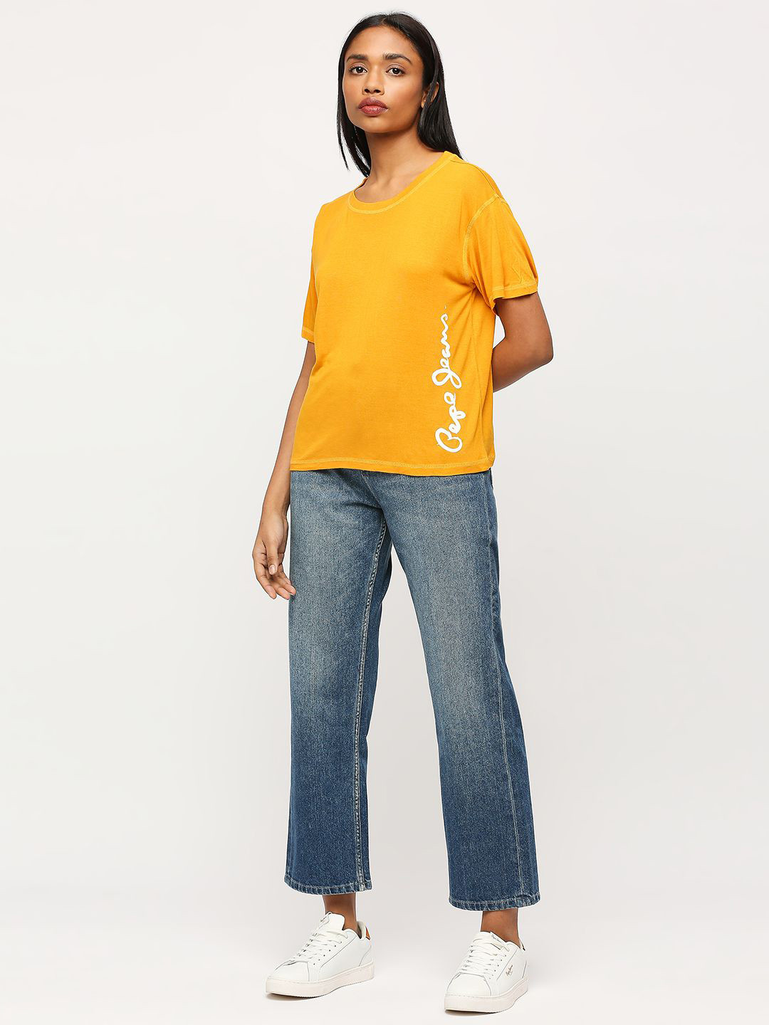 Pepe Jeans Typography Printed Relaxed Fit Drop-Shoulder Modal T-shirt