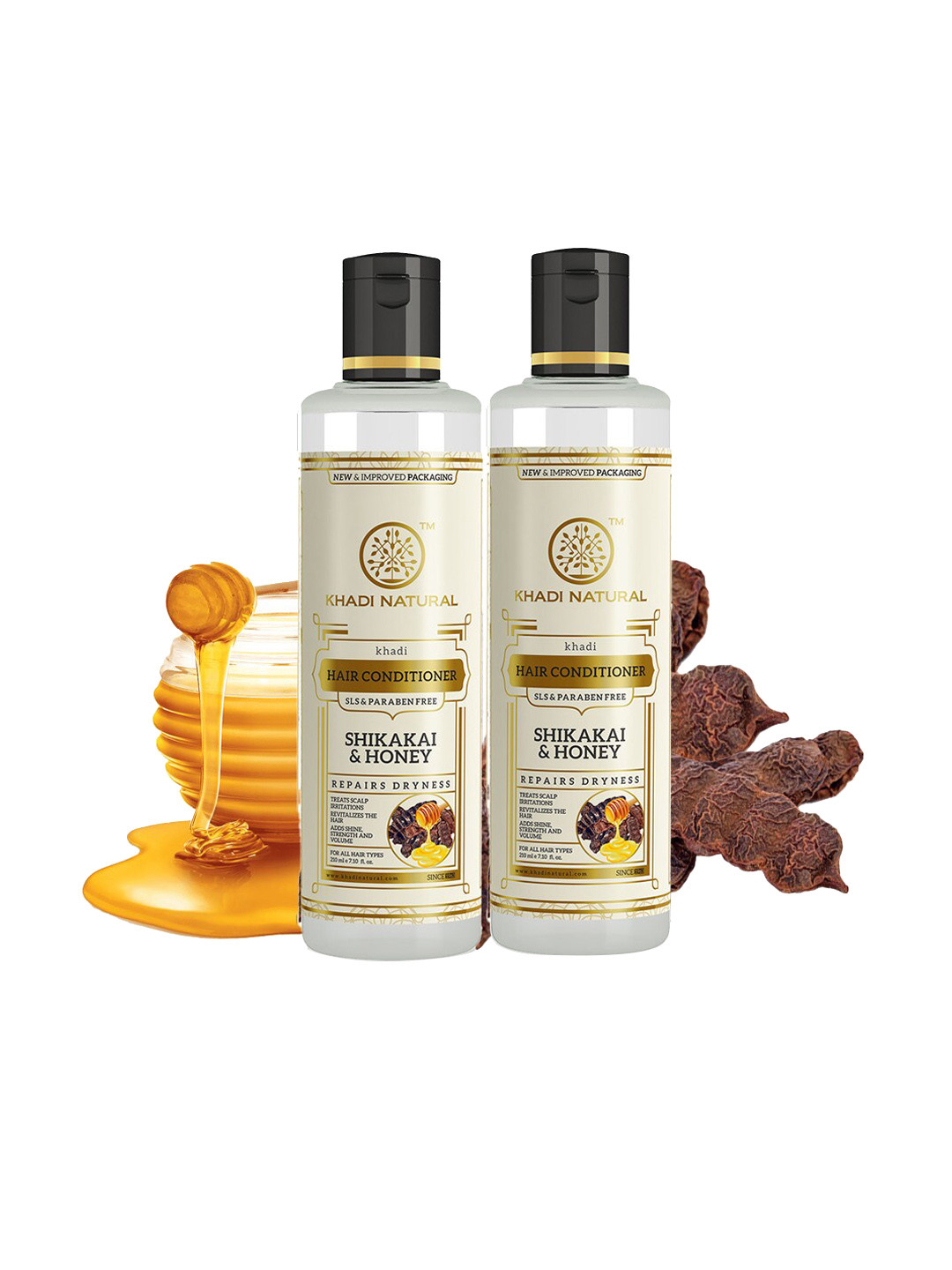 Khadi Natural Set of 2 Shikakai & Honey Hair Conditioner - 210 ml each