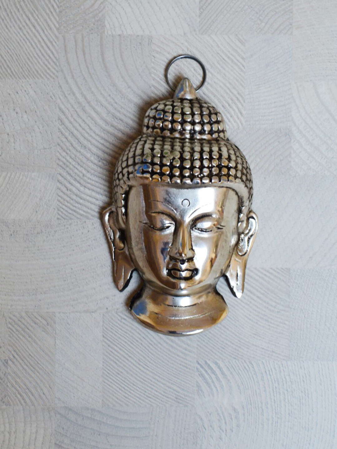 eCraftIndia Resting Buddha on Knee Metal Ethnic Motifs Antique Spiritual Wall Decor-6In
