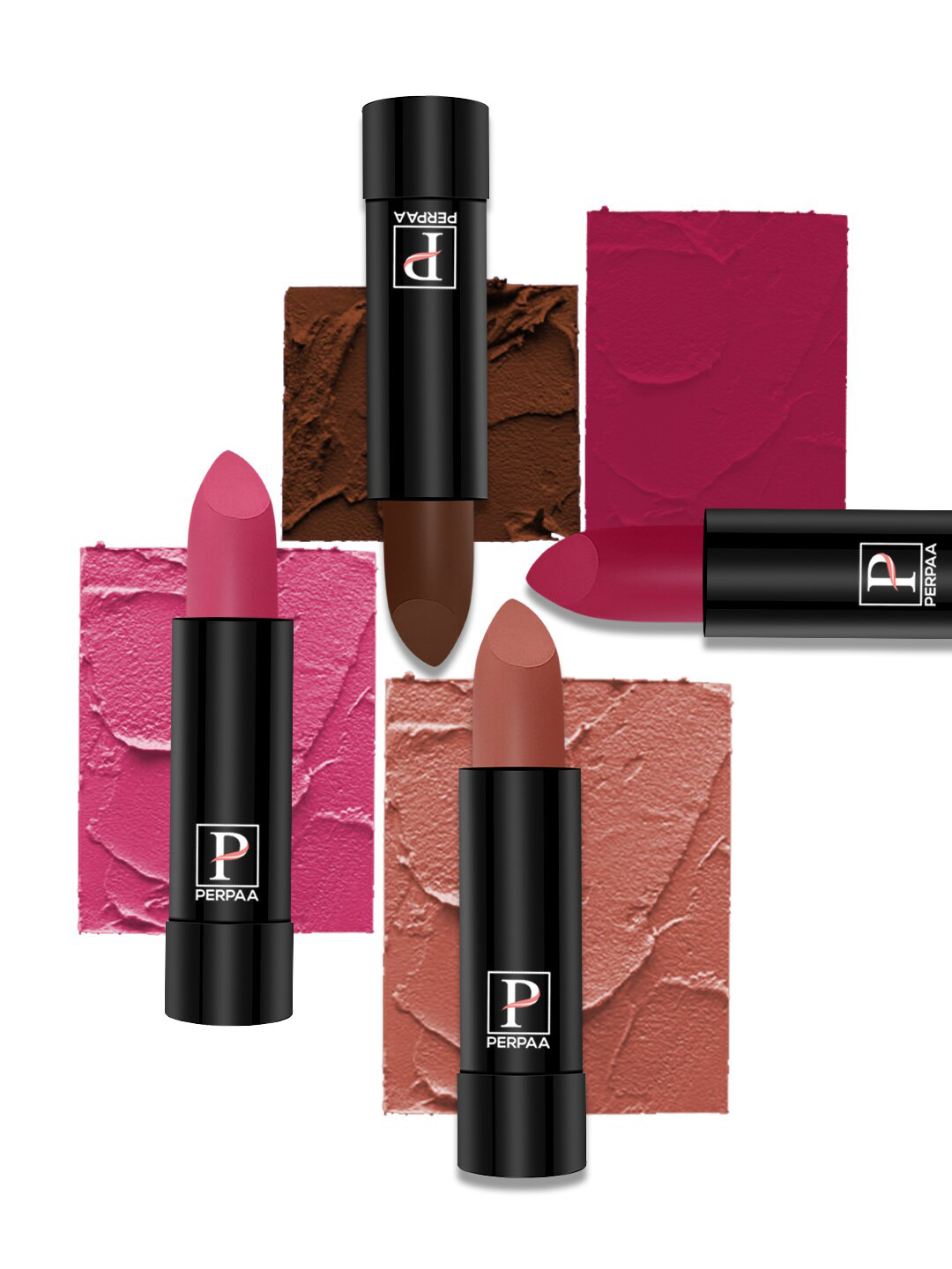 PERPAA Set Of 4 Creamy Matte Long Lasting Lipsticks 3.5g Each - 60+62+67+84