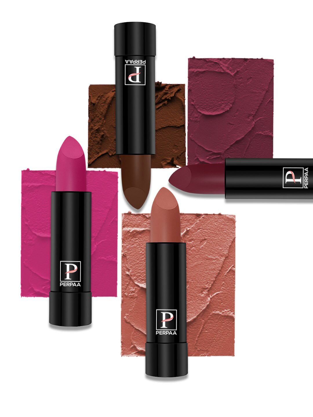 PERPAA Set Of 4 Creamy Matte Long Lasting Lipsticks 3.5g Each - 62+67+71+96