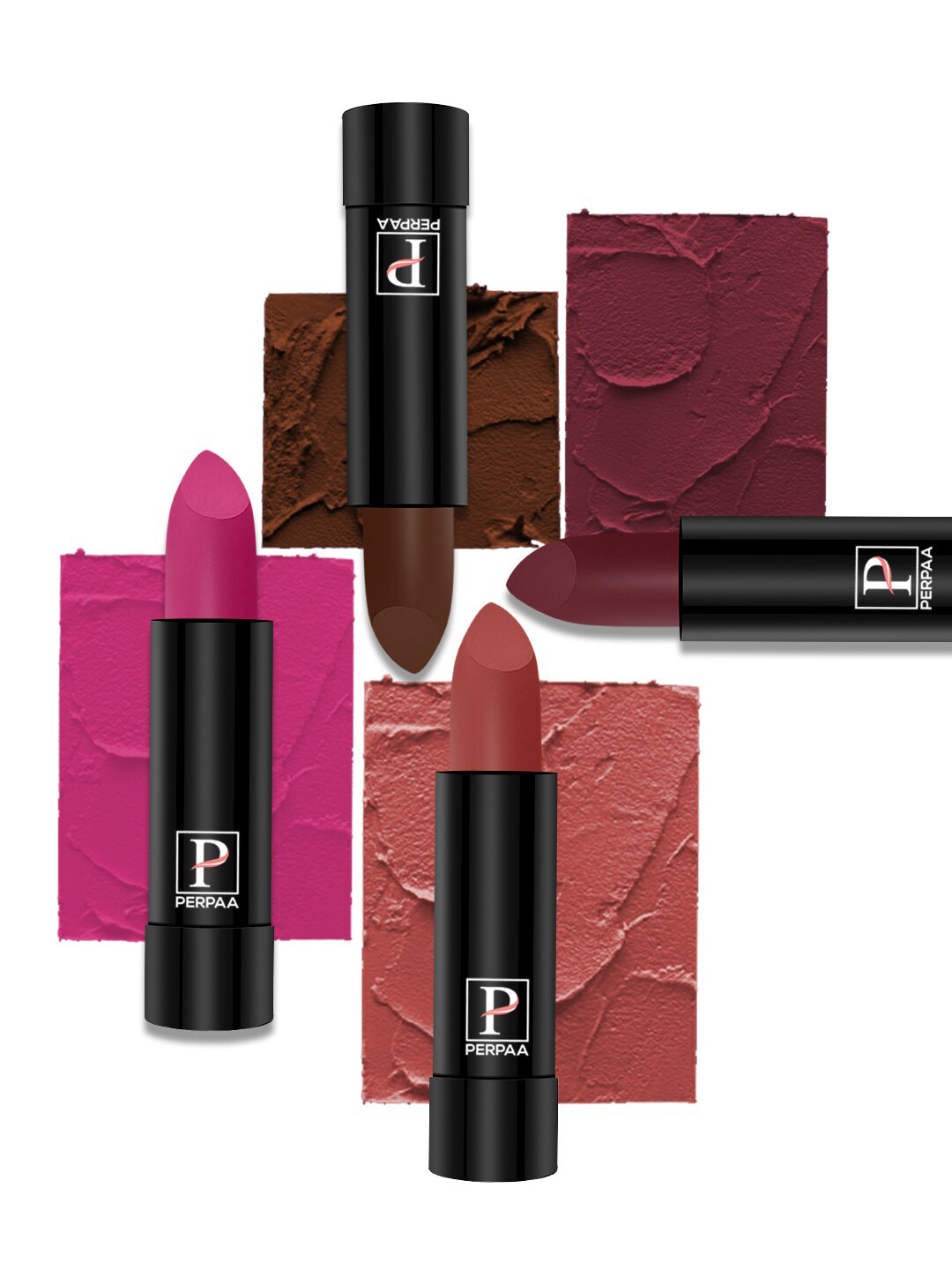 PERPAA Set Of 4 Creamy Matte Long Lasting Lipsticks 3.5g Each - 67+71+73+95