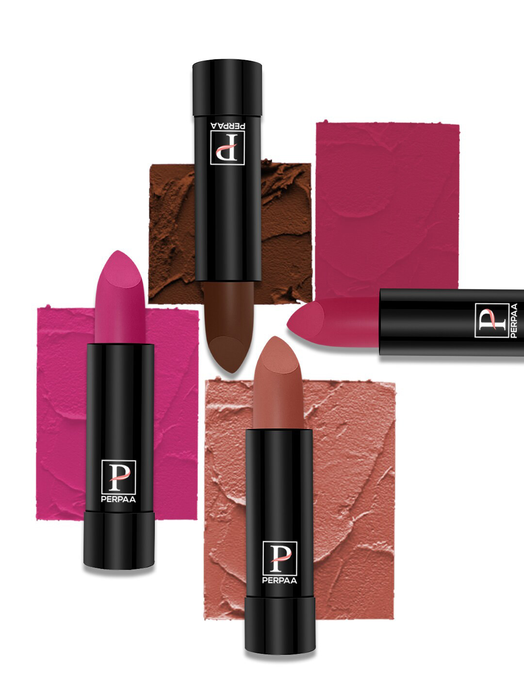 PERPAA Set Of 4 Creamy Matte Long Lasting Lipsticks 3.5g Each - 62+67+71+92