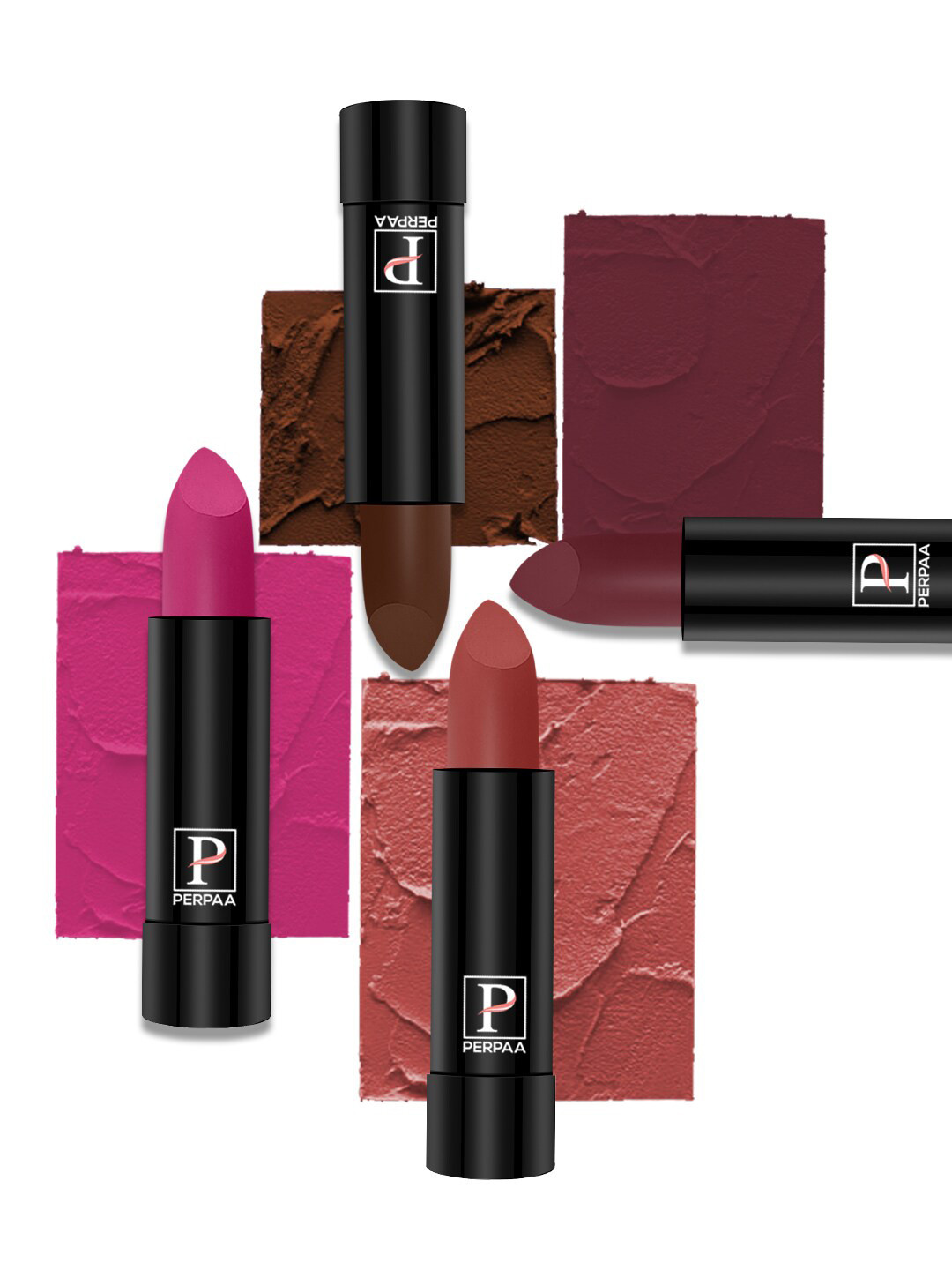 PERPAA Set Of 4 Creamy Matte Lipsticks 3.5g Each - 67+71+73+80
