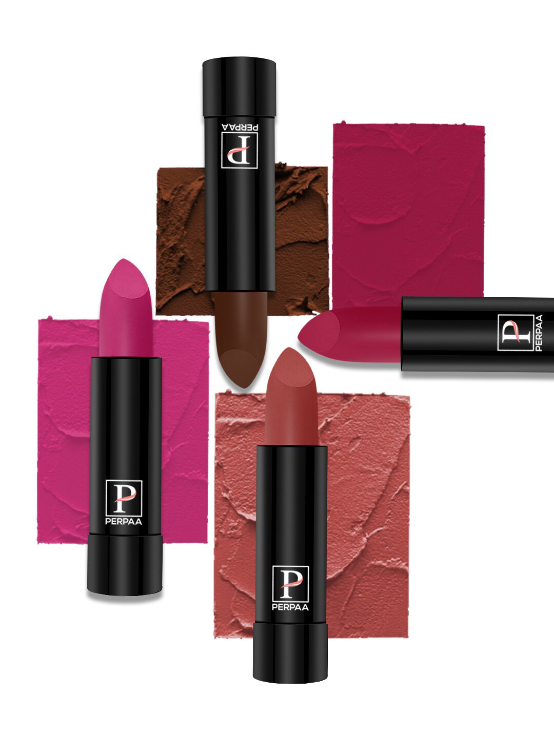 PERPAA Set of 4 Creamy Matte Long Lasting Lipstick With Beeswax- Shades 67 + 71 + 73 + 84