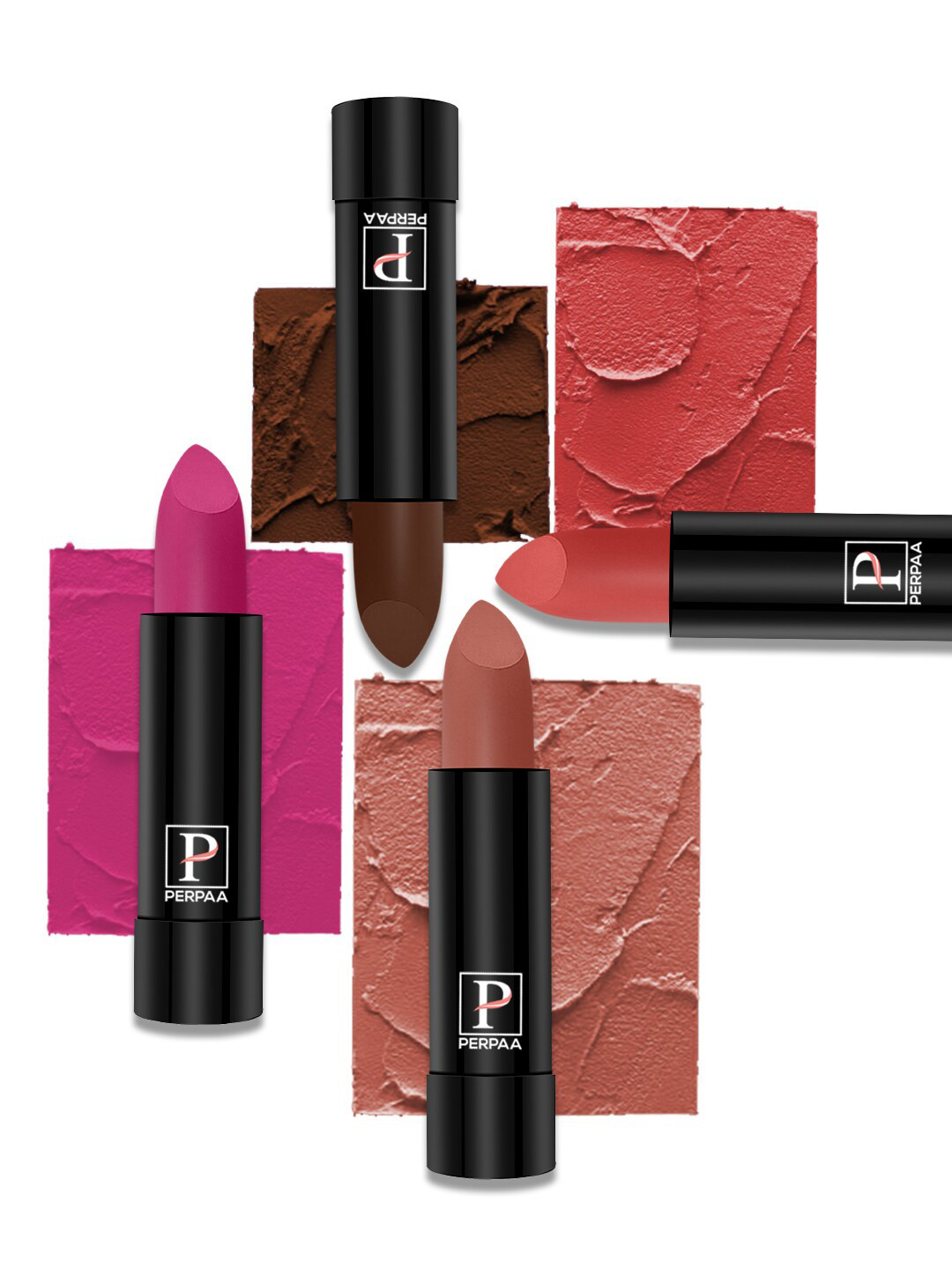 PERPAA Set of 4 Creamy Matte Long Lasting Lipstick With Beeswax- Shades 62 + 67 + 71 + 93