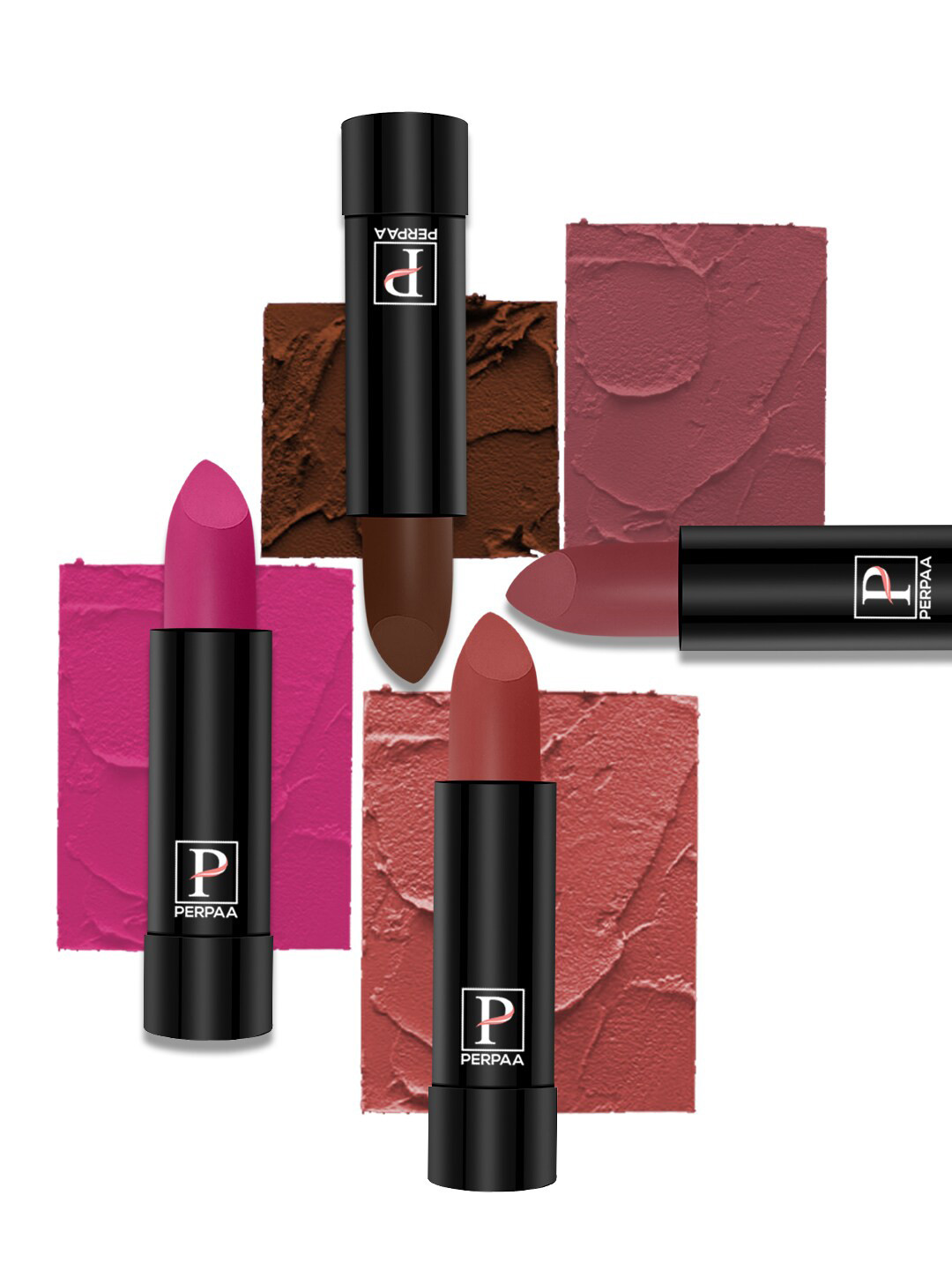 PERPAA Set of 4 Creamy Matte Long Lasting Lipstick With Beeswax- Shades 67 + 71 + 73 + 110