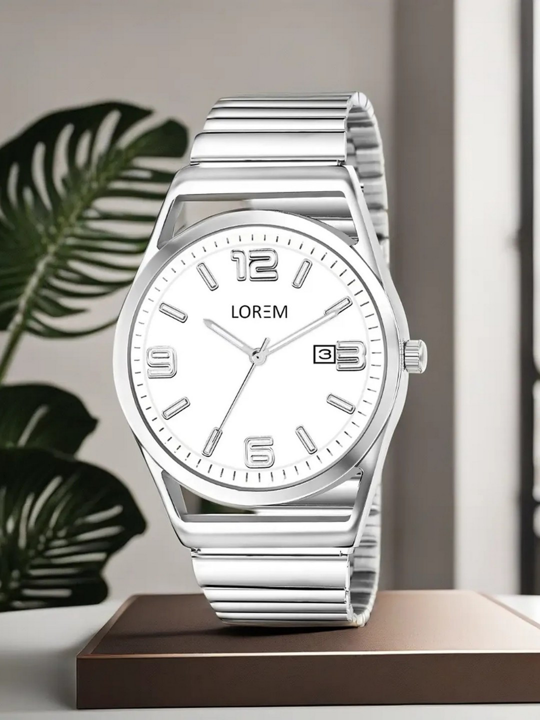 LOREM Men Textured Dial & Stainless Steel Straps Analogue Watch LR157
