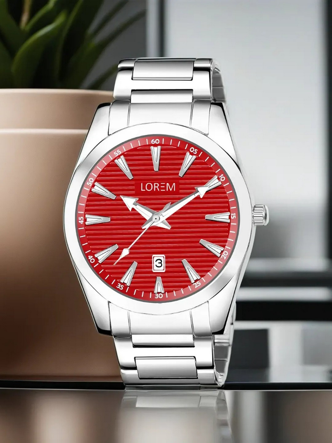 LOREM Men Textured Dial & Stainless Steel Straps Analogue and Digital Watch LR151