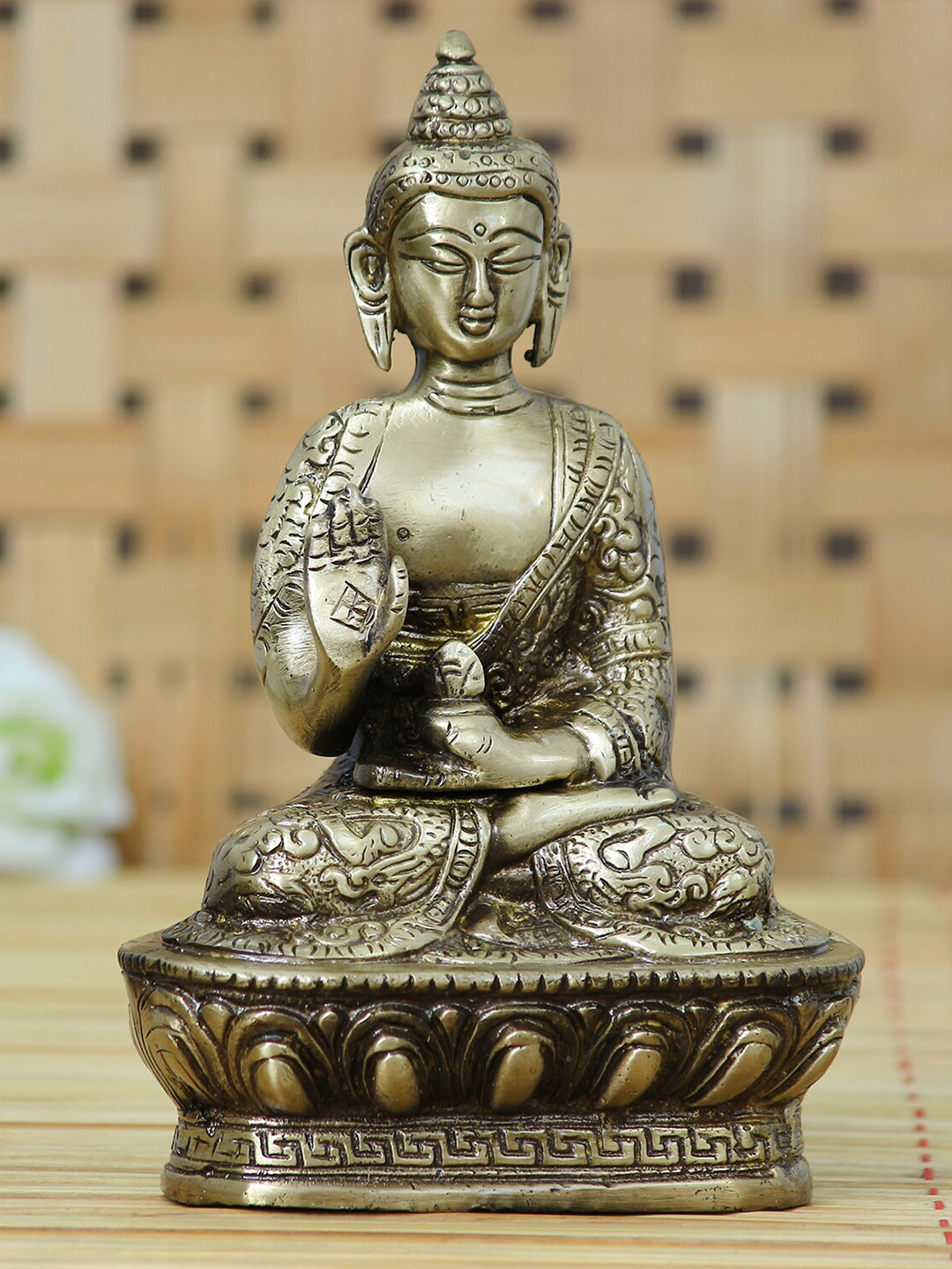 eCraftIndia Brown Buddha Brass Figurine Showpieces