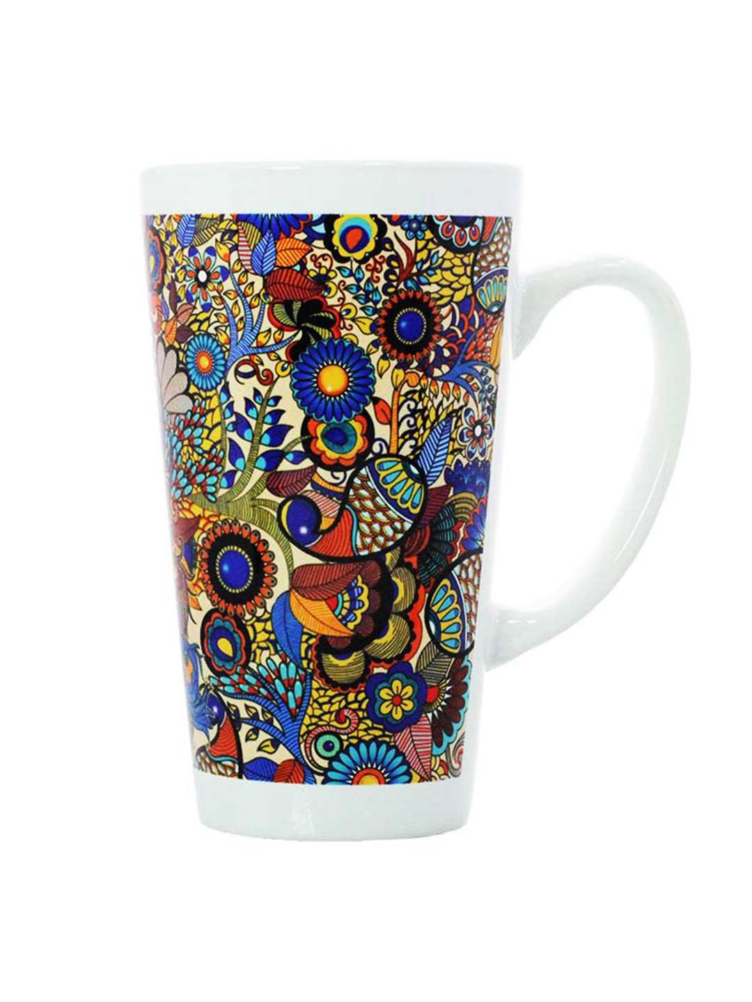 KOLOROBIA Yagnesh Name Personalised White Ethnic Motifs Ceramic Microwave Safe Mug-425ml