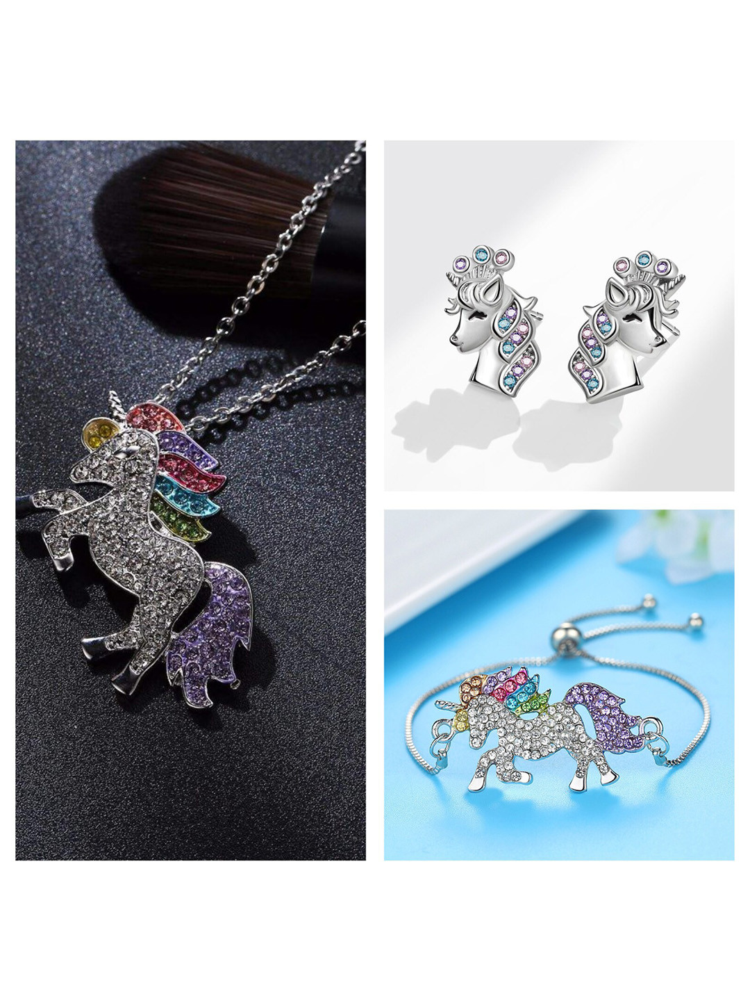 MYKI Silver-Plated CZ Studded Jewellery Set