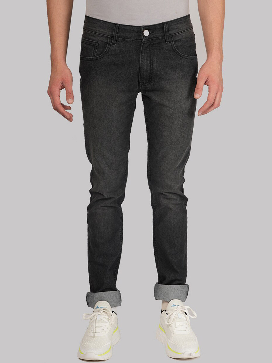 Allen Cooper Men Comfort Mid-Rise Embellished Light Fade Clean Look Stretchable Jeans