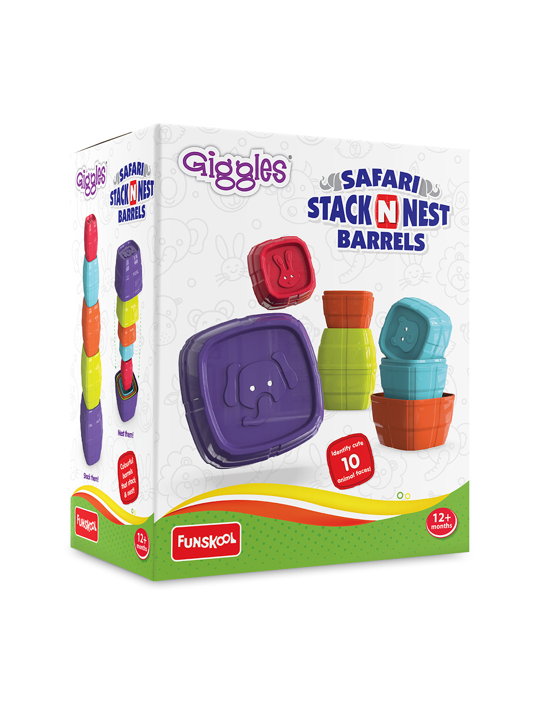 Giggles Kids Safari Stack & Nest Barrels For Age 12+ Months