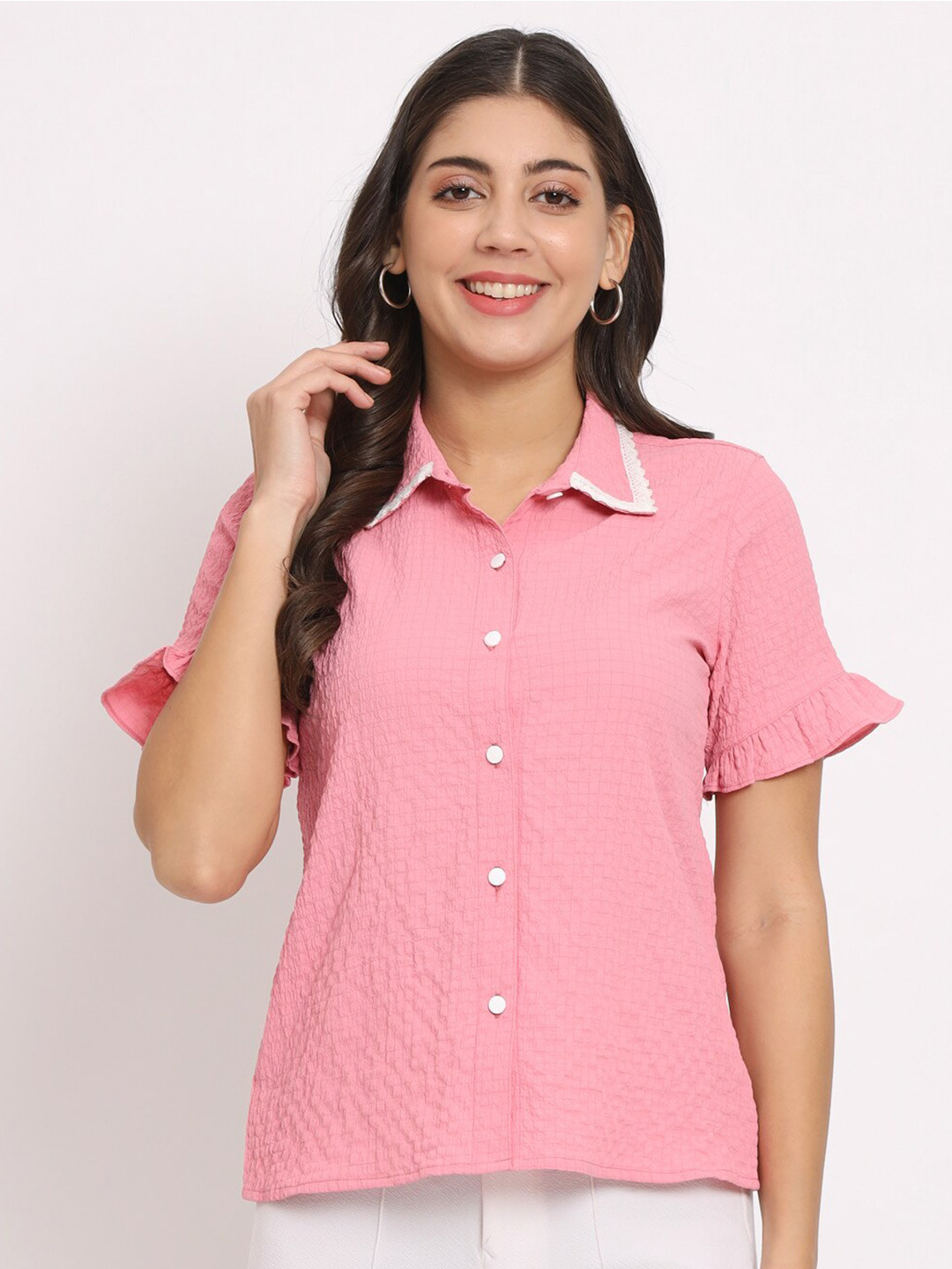 CHARMGAL Flutter Sleeves Shirt Style Top