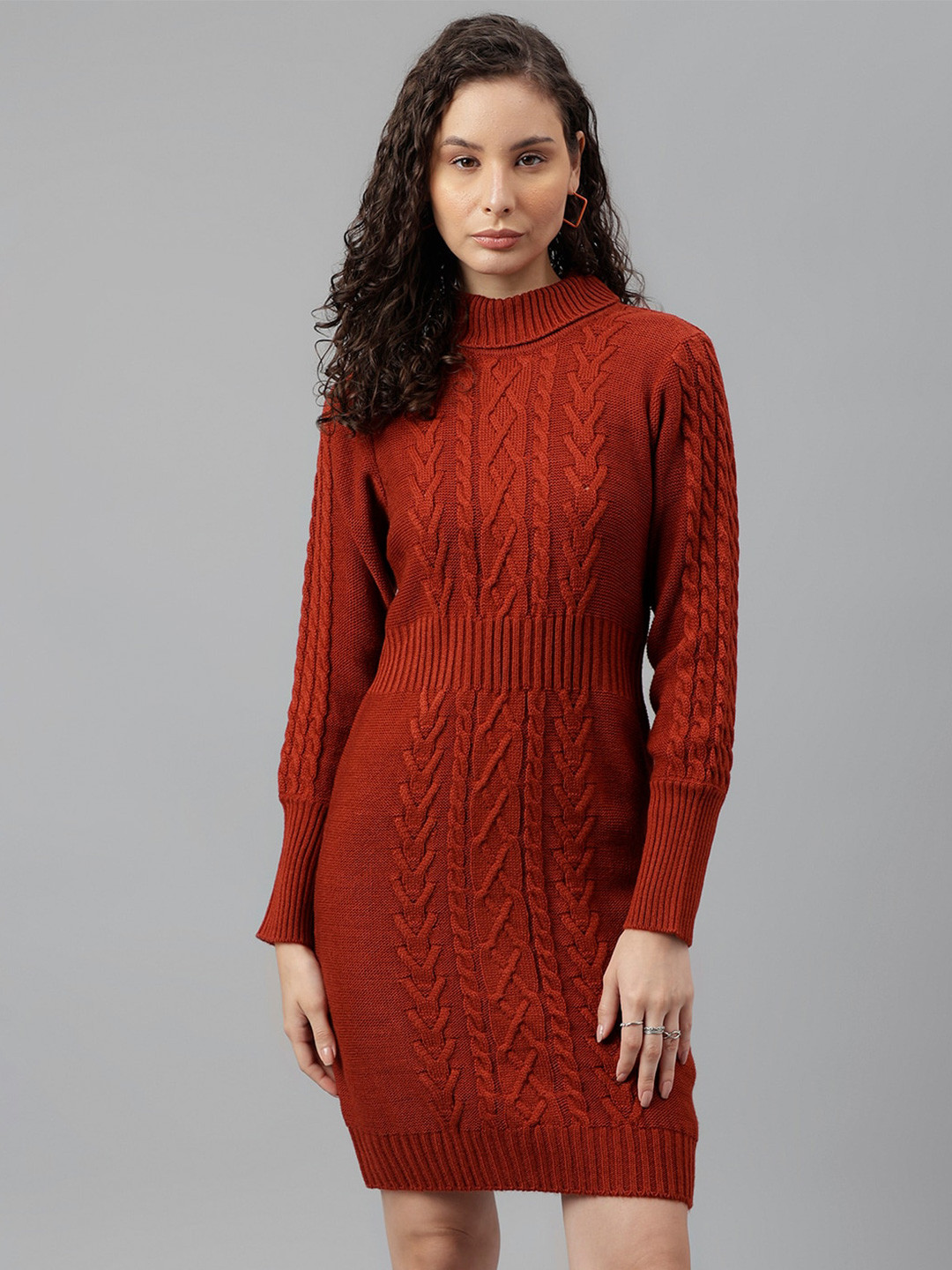 Latin Quarters Self Designed Mock Neck Sheath Dress