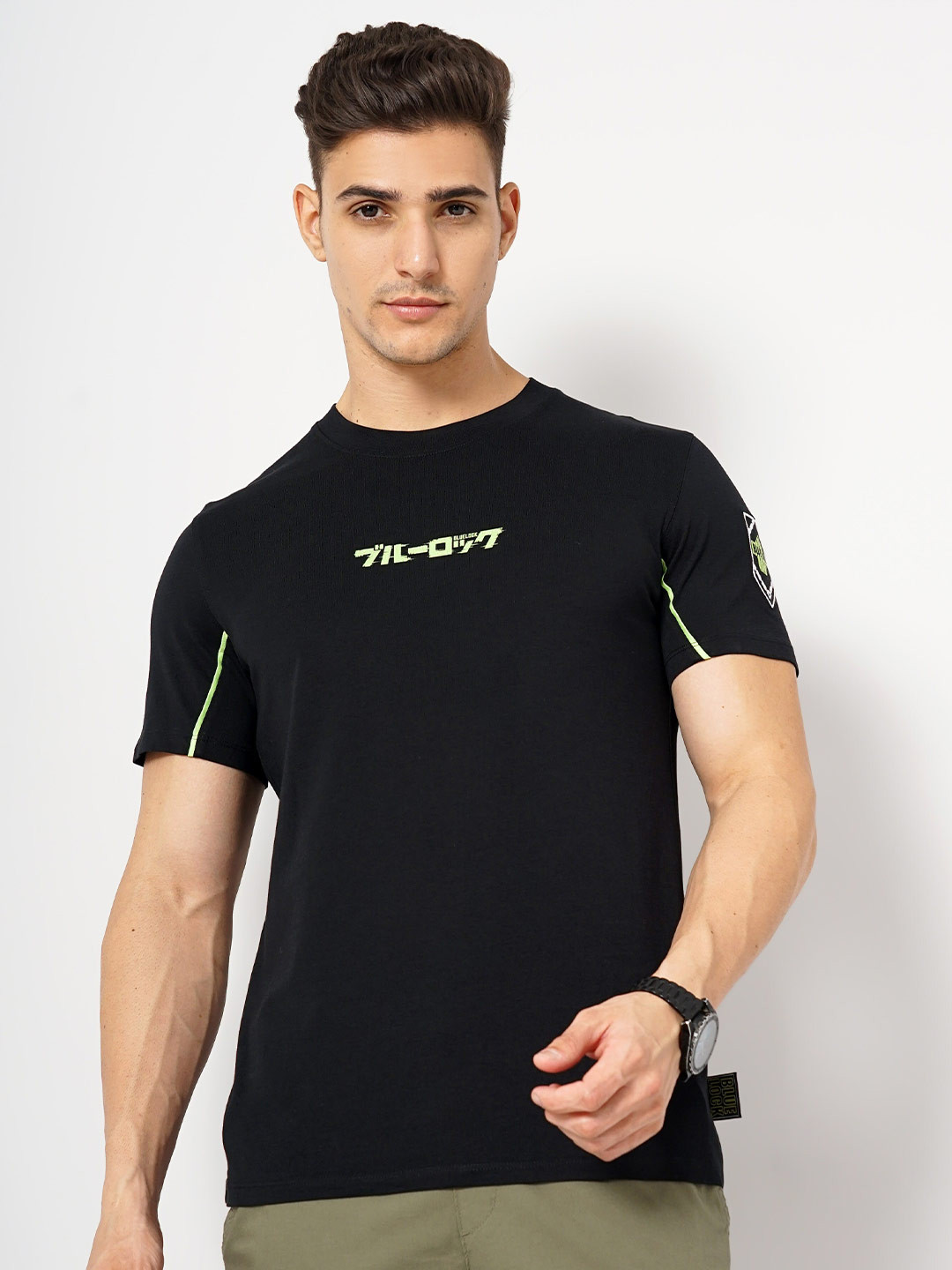 Celio Blue Lock Printed Cotton T-shirt