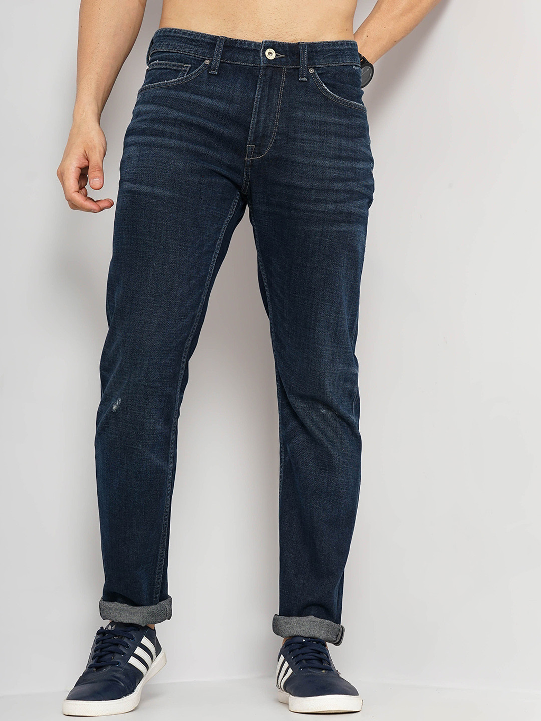 Celio Men Blue Jean Slim Fit Highly Distressed Stretchable Jeans