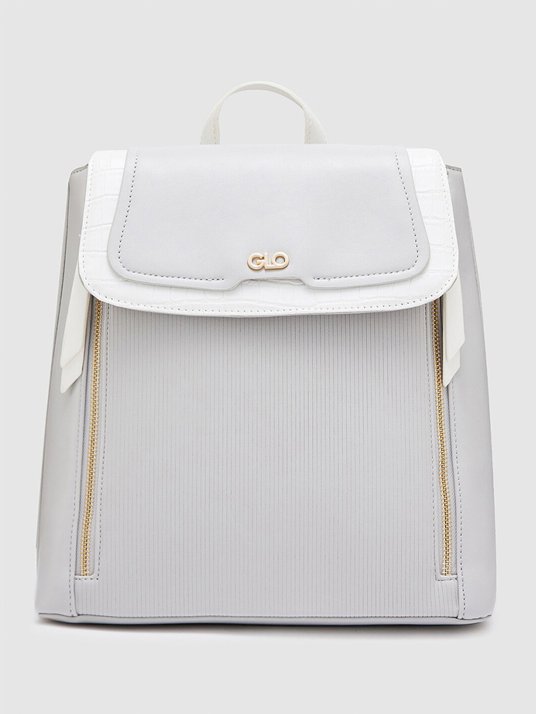 Globus Women Light Grey Textured Animal Effect Backpack With Haul Loop