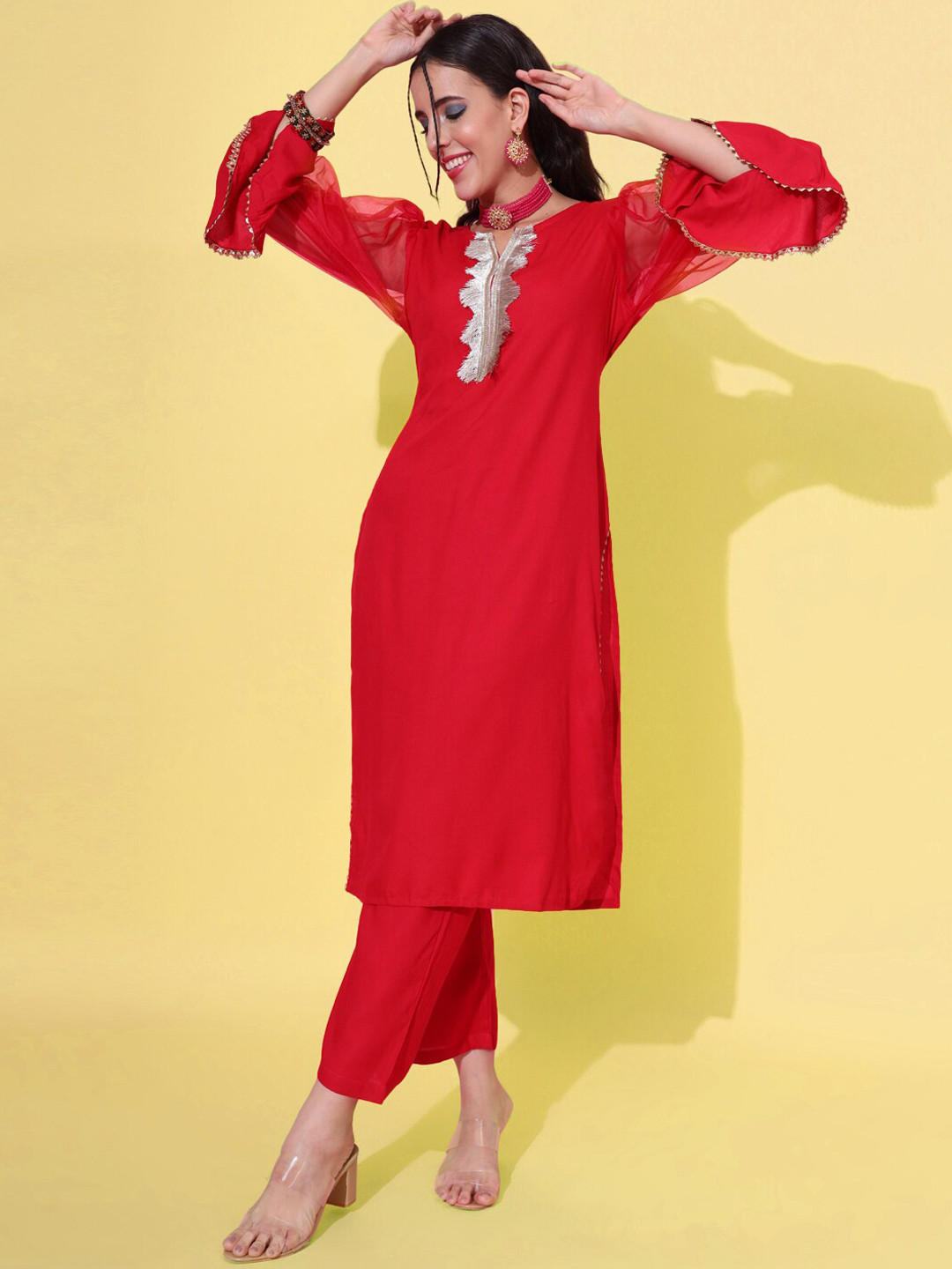 JAIPUR PRIME Regular Gotta Patti Kurta With Trousers