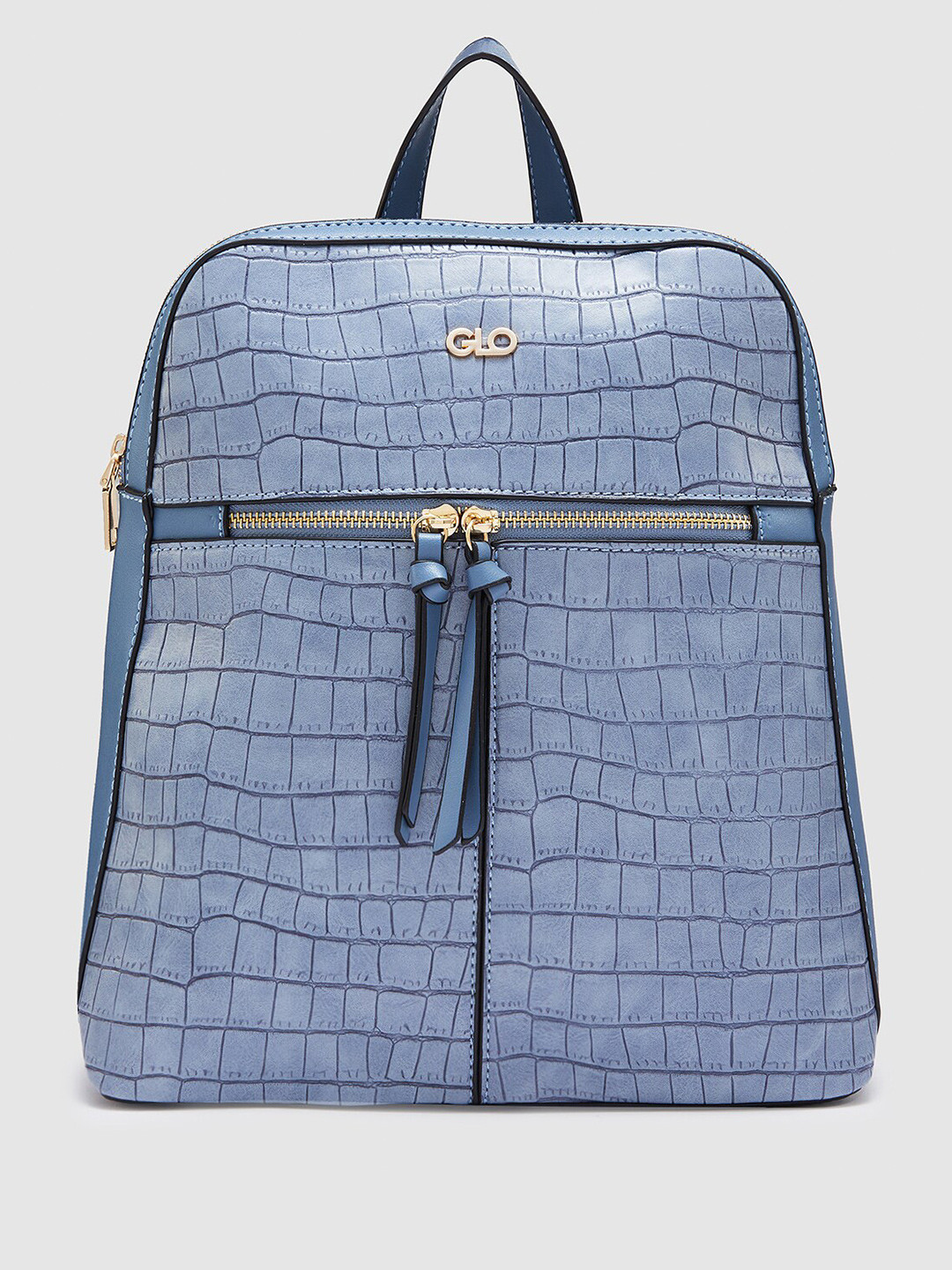Globus Women Blueish Grey Textured Smart Casual Backpack
