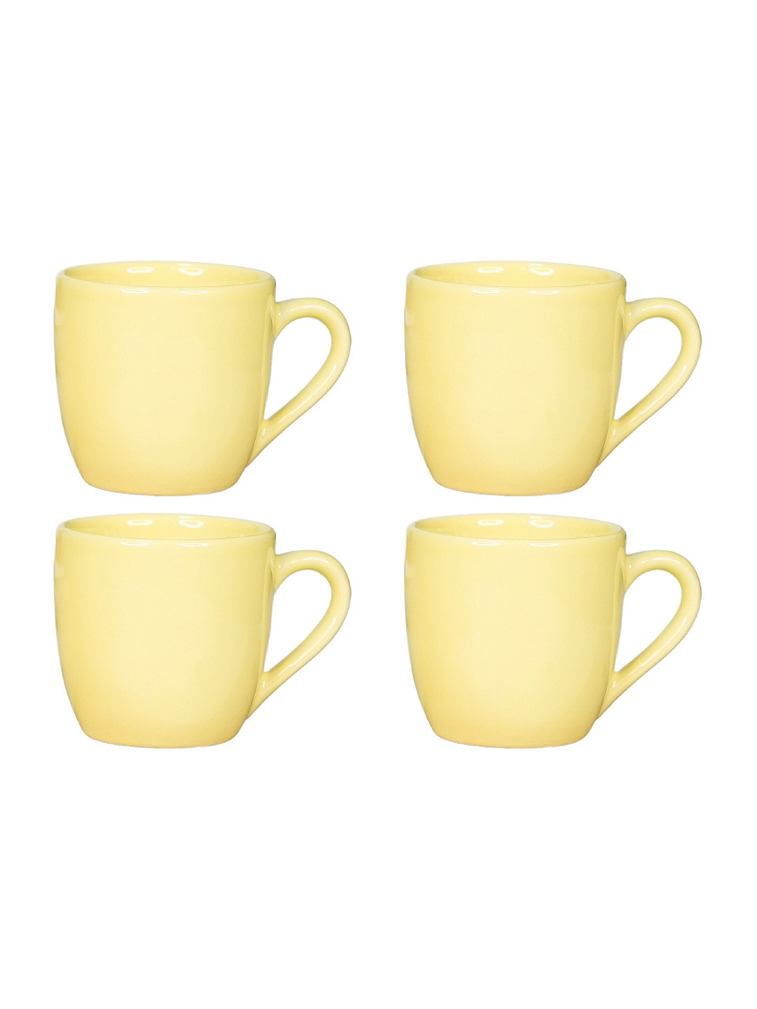 LIVING ROOTS Chandan Name Personalised Yellow Ceramic Microwave Safe 4 Piece Cup-110ml