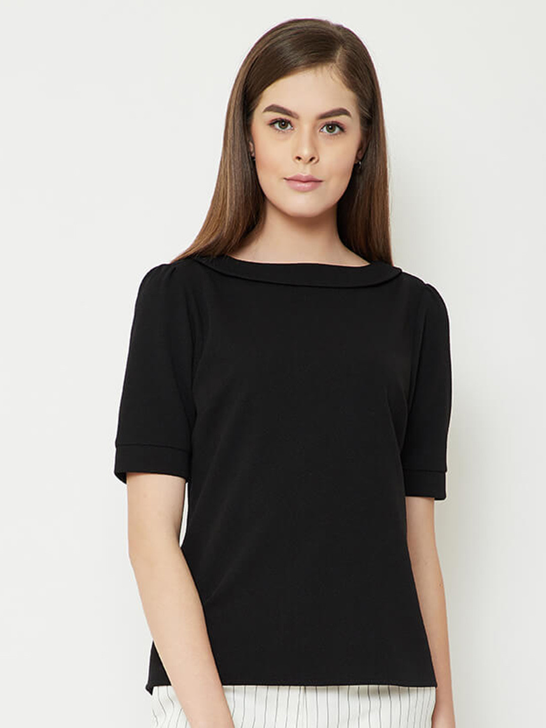 SALT ATTIRE Black Styled Back Top