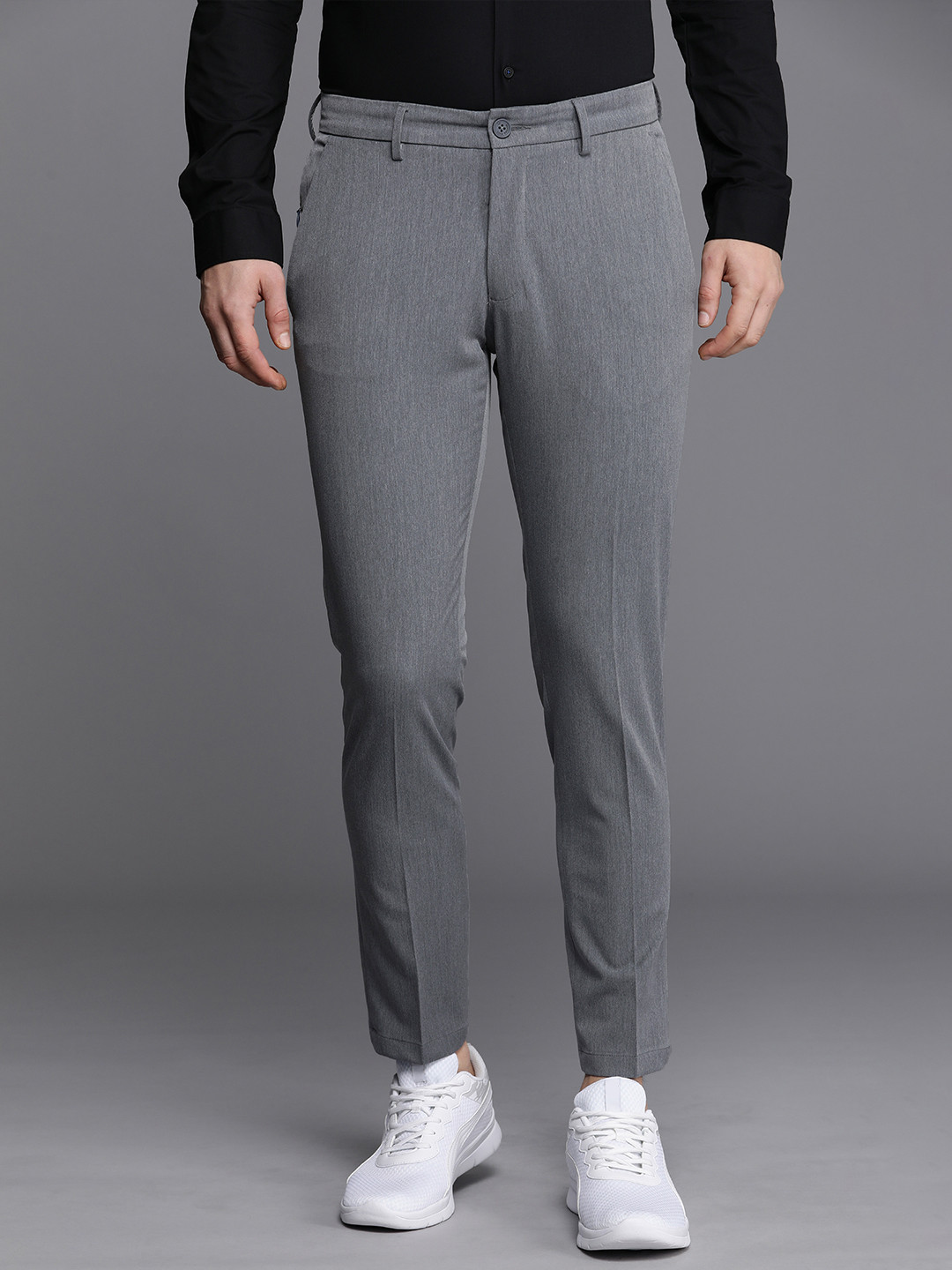 Louis Philippe Ath.Work Men Comfort Tapered Fit Semi Formal Trousers