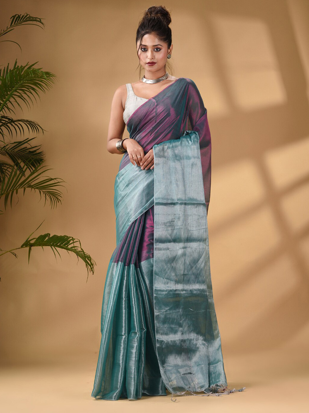 Arhi Colourblocked Taseled Tissue Saree